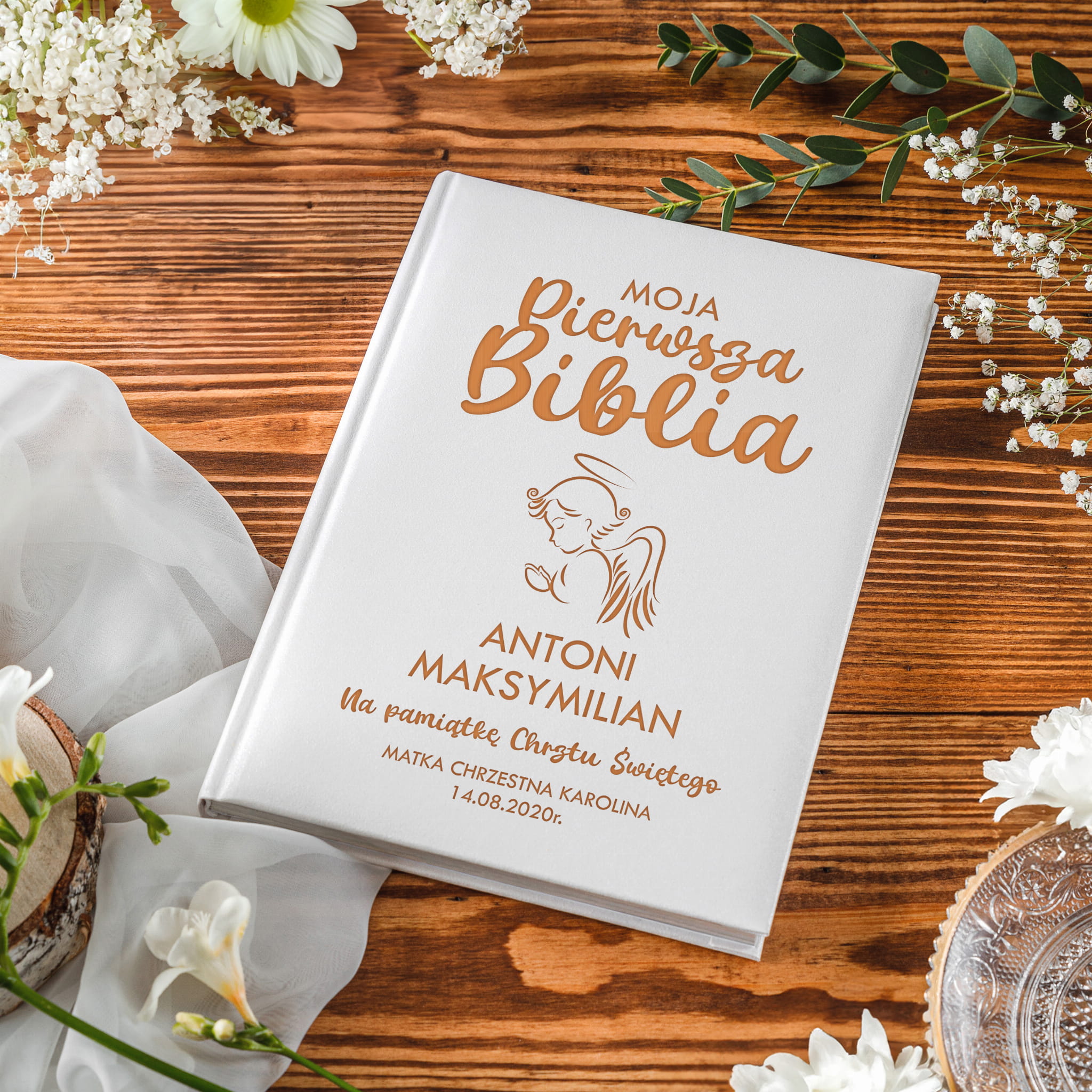 Biblia Prezent na Chrzest Święty - Pamiątka Na Chrzciny - Aniołek