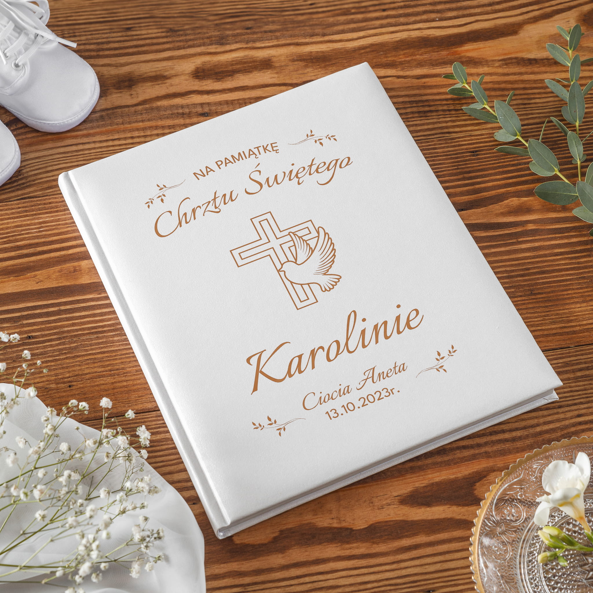 Baśnie Prezent na Chrzest Święty - Pamiątka Na Chrzciny Pierwsze Bajeczki Książeczka - Krzyżyk Gołąbek