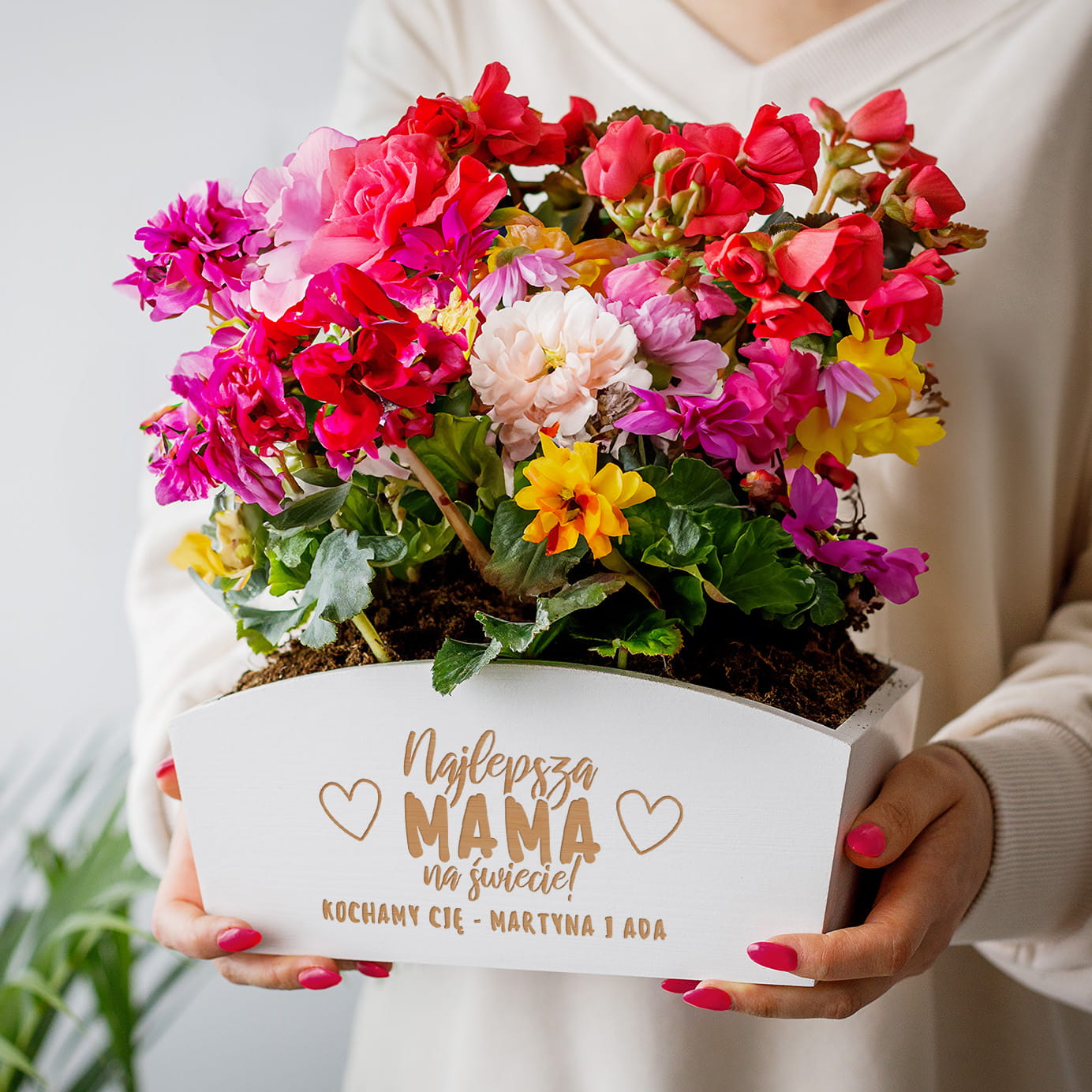 Doniczka Drewniana z Grawerem dla Mamy - Prezent na Dzień Matki - Najlepsza Mama