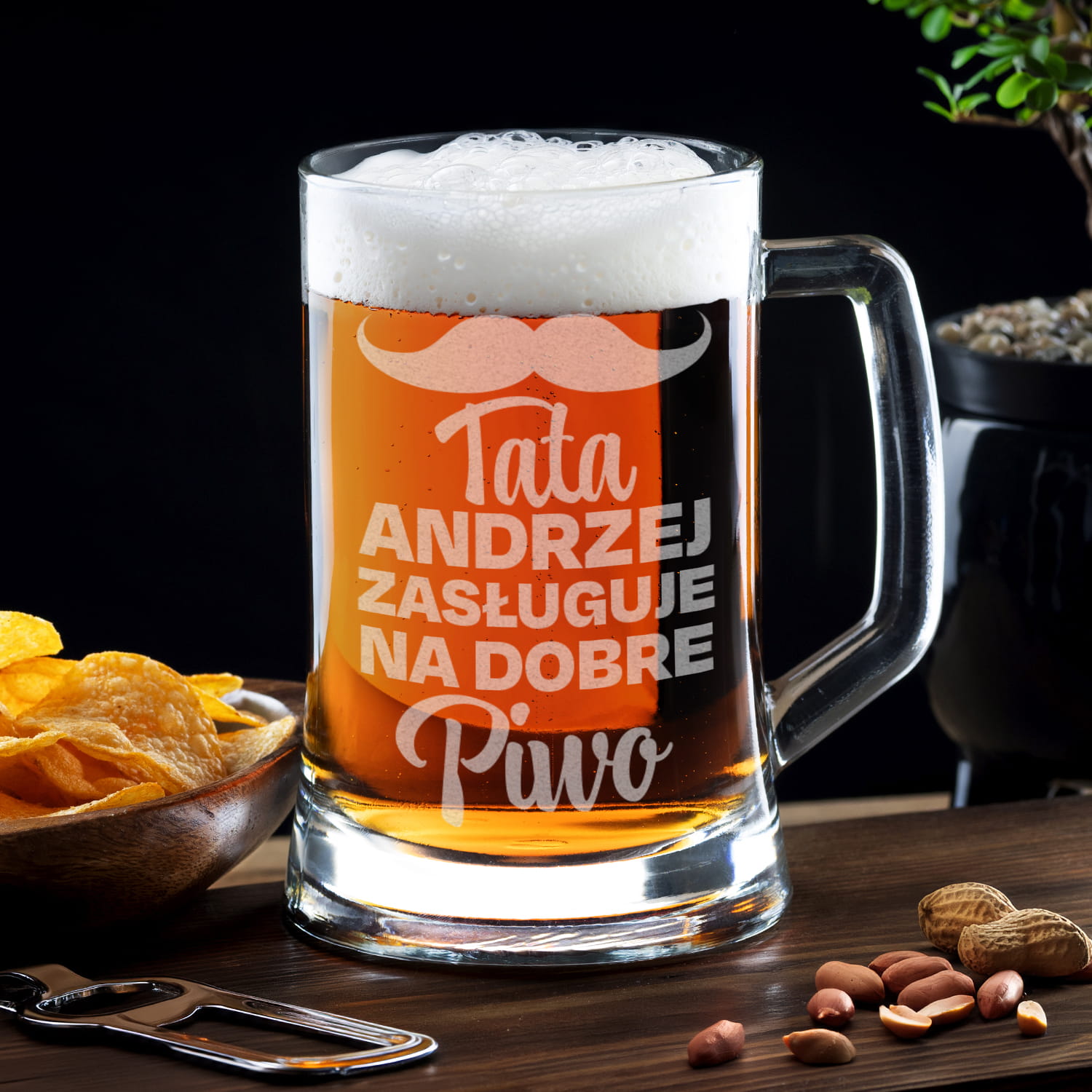 Kufel z Grawerem Do Piwa dla Taty - Prezent na Dzień Ojca - Tata Zasługuje na Dobre Piwko