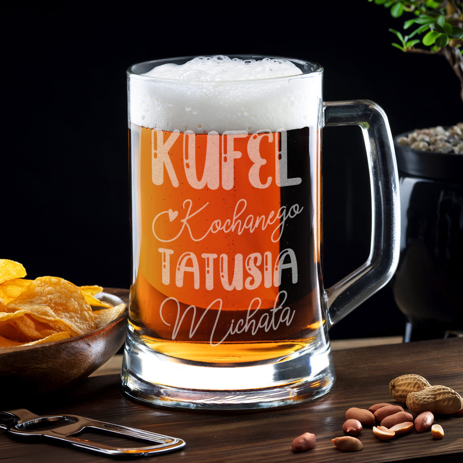 Kufel z Grawerem Do Piwa dla Taty - Prezent na Dzień Ojca - Kufel Kochanego Tatusia