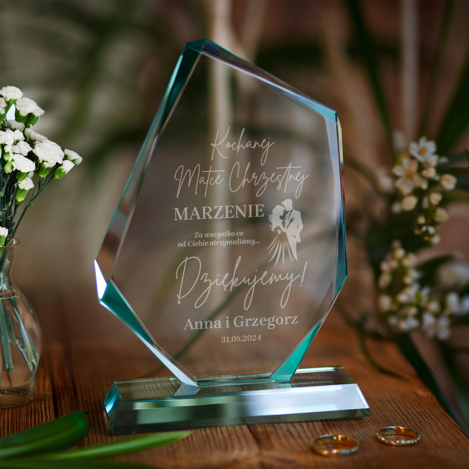 Statuetka Podziękowanie dla Rodziców Chrzestnych - Podziękowanie dla Matki Chrzestnej na Ślub - Kochanej Matce Chrzestnej - Duża