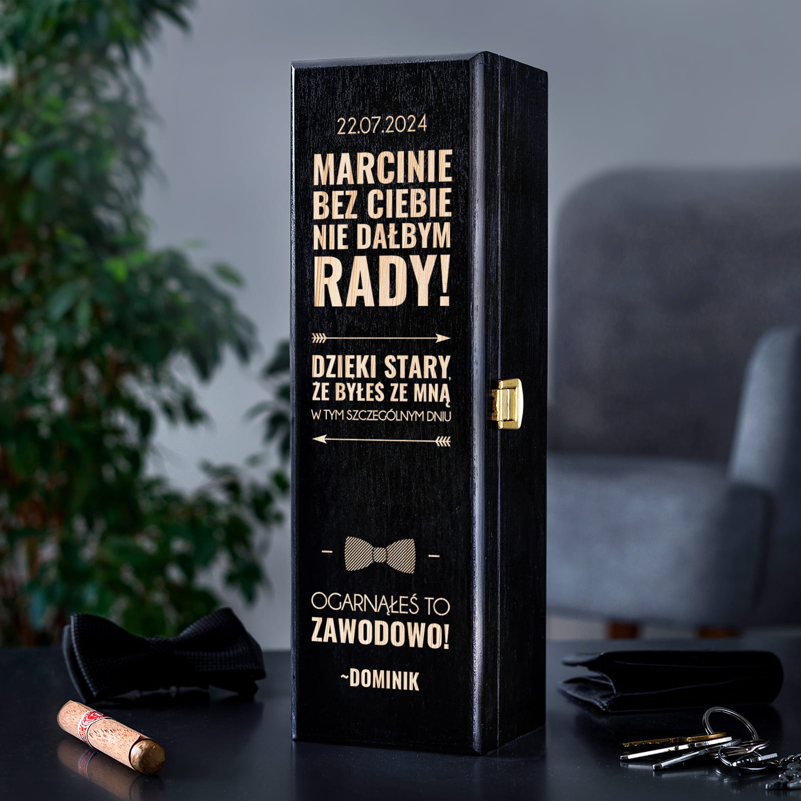 Skrzynka Na Wino dla Świadka - Podziękowanie dla Świadka -  Ogarnąłeś to Zawodowo - Czarna