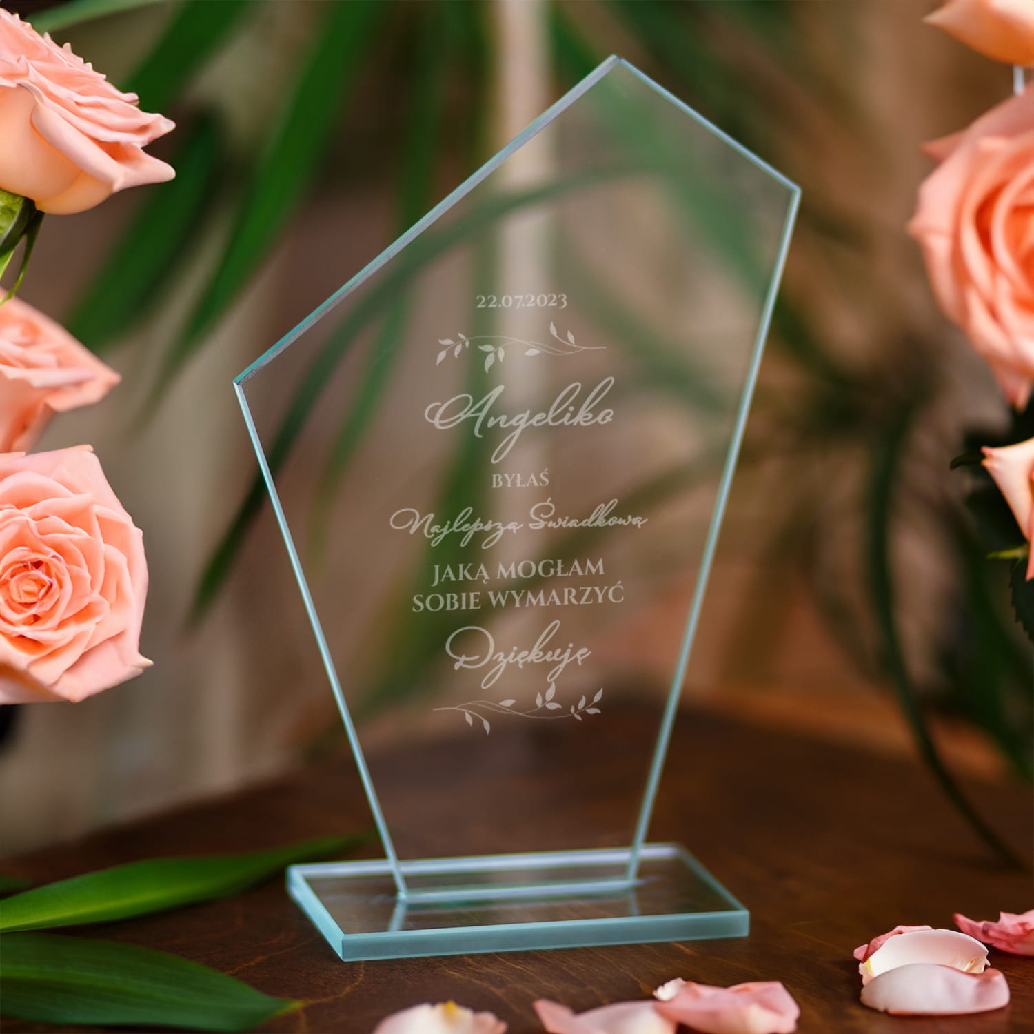 Statuetka Podziękowanie Dla Świadkowej - Prezent dla Świadkowej na Ślub - Najlepsza Świadkowa Liście