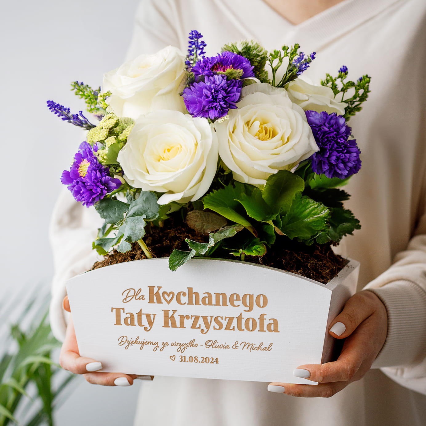 Doniczka Drewniana z Grawerem Podziękowanie dla Taty - Podziękowanie dla Rodziców na Ślub - Dla Kochanego Taty