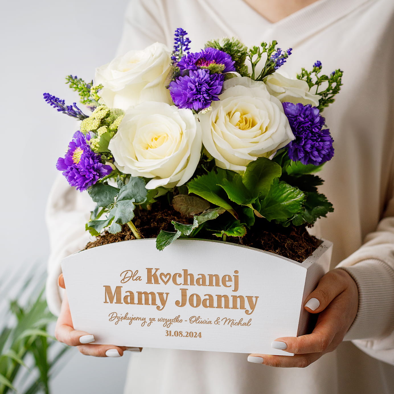 Doniczka Drewniana z Grawerem Podziękowanie dla Mamy - Podziękowanie dla Rodziców na Ślub - Dla Kochanej Mamy