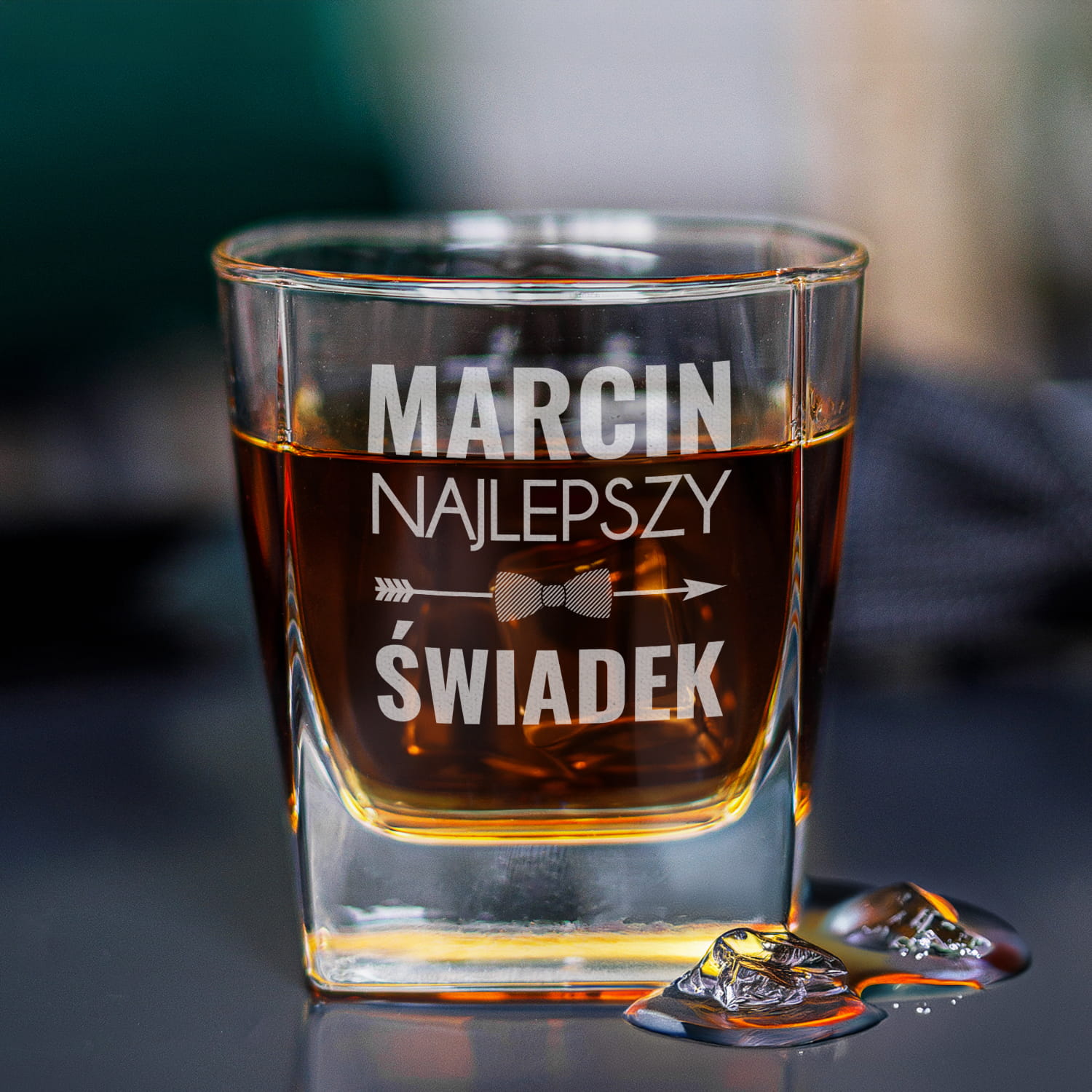 Szklanka Do Whisky z Grawerem dla Świadka - Podziękowanie dla Świadka za Świadkowanie - Najlepszy Świadek Strzałka