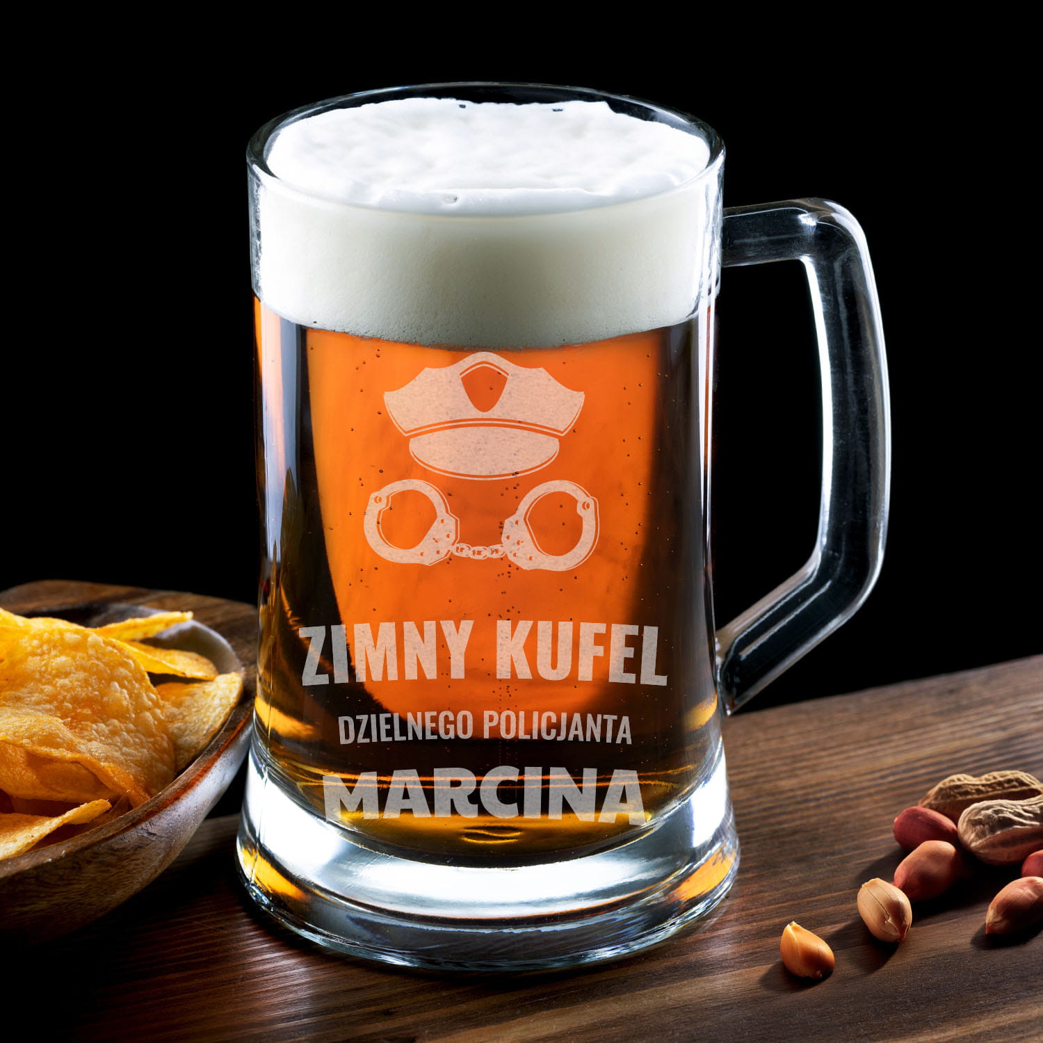 Kufel z Grawerem Do Piwa - Prezent dla Policjanta - Zimny Kufel