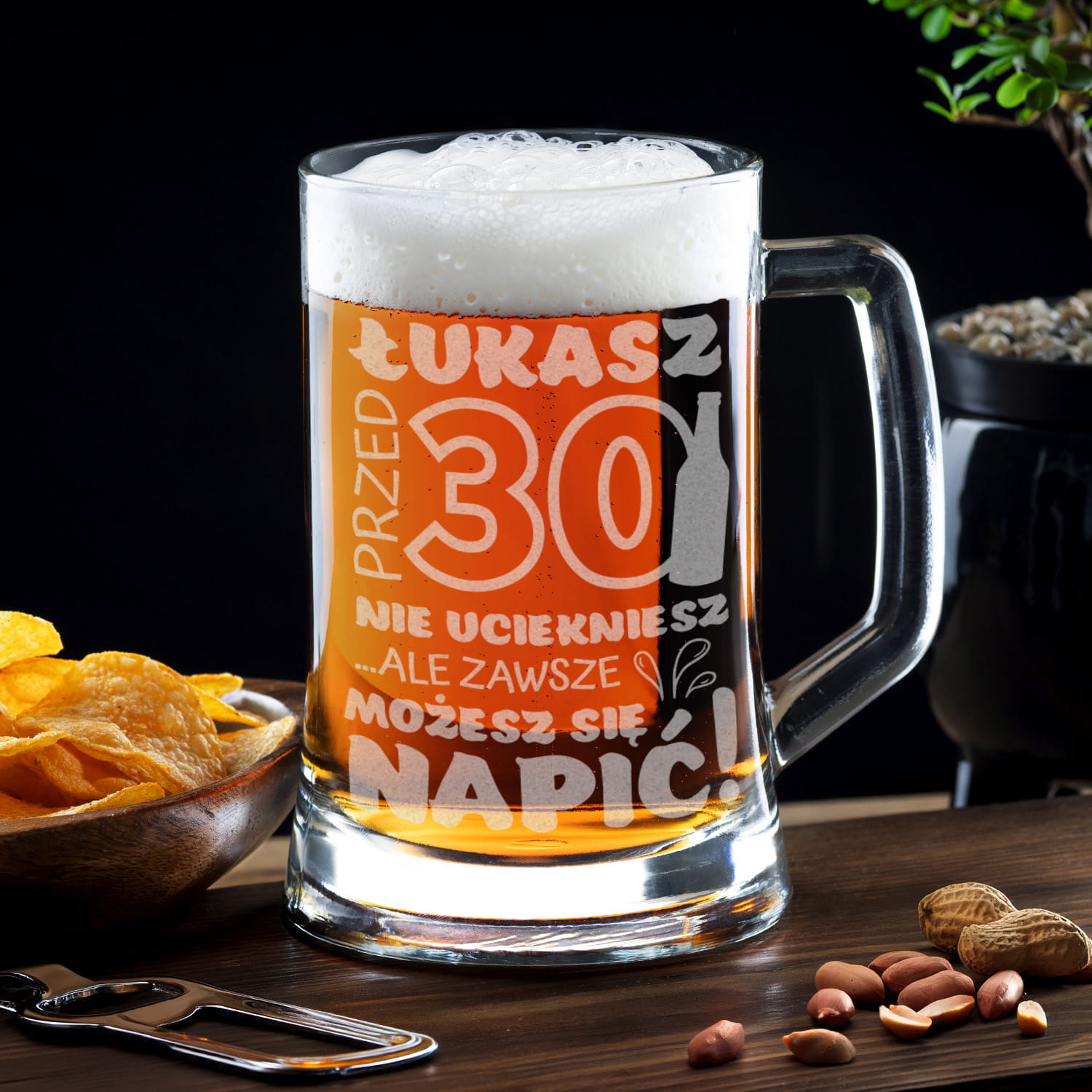 Kufel z Grawerem Do Piwa - Prezent na Urodziny - Kufel Urodzinowy z Grawerem - Przed... Nie uciekniesz!