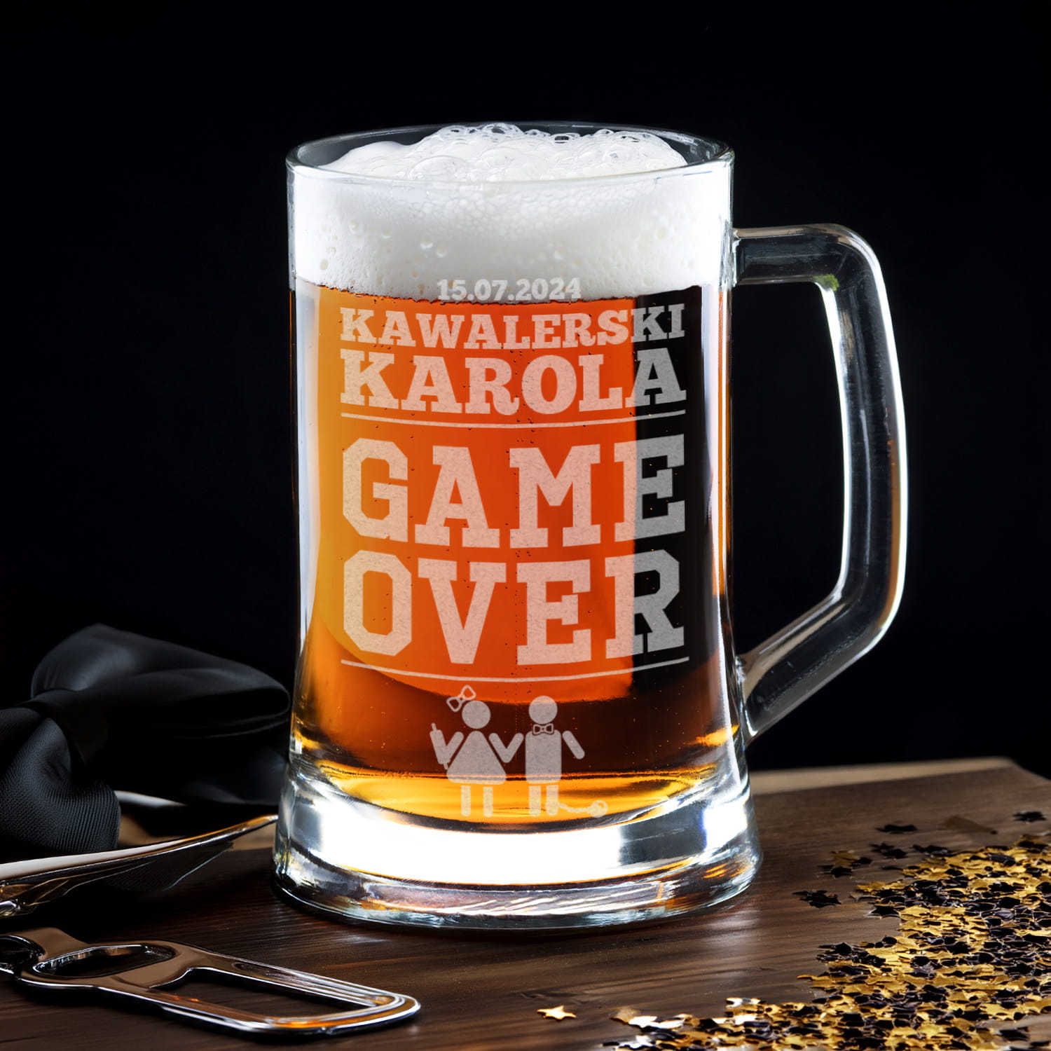 Kufel z Grawerem Do Piwa na Kawalerski - Prezent na Wieczór Kawalerski - Game Over