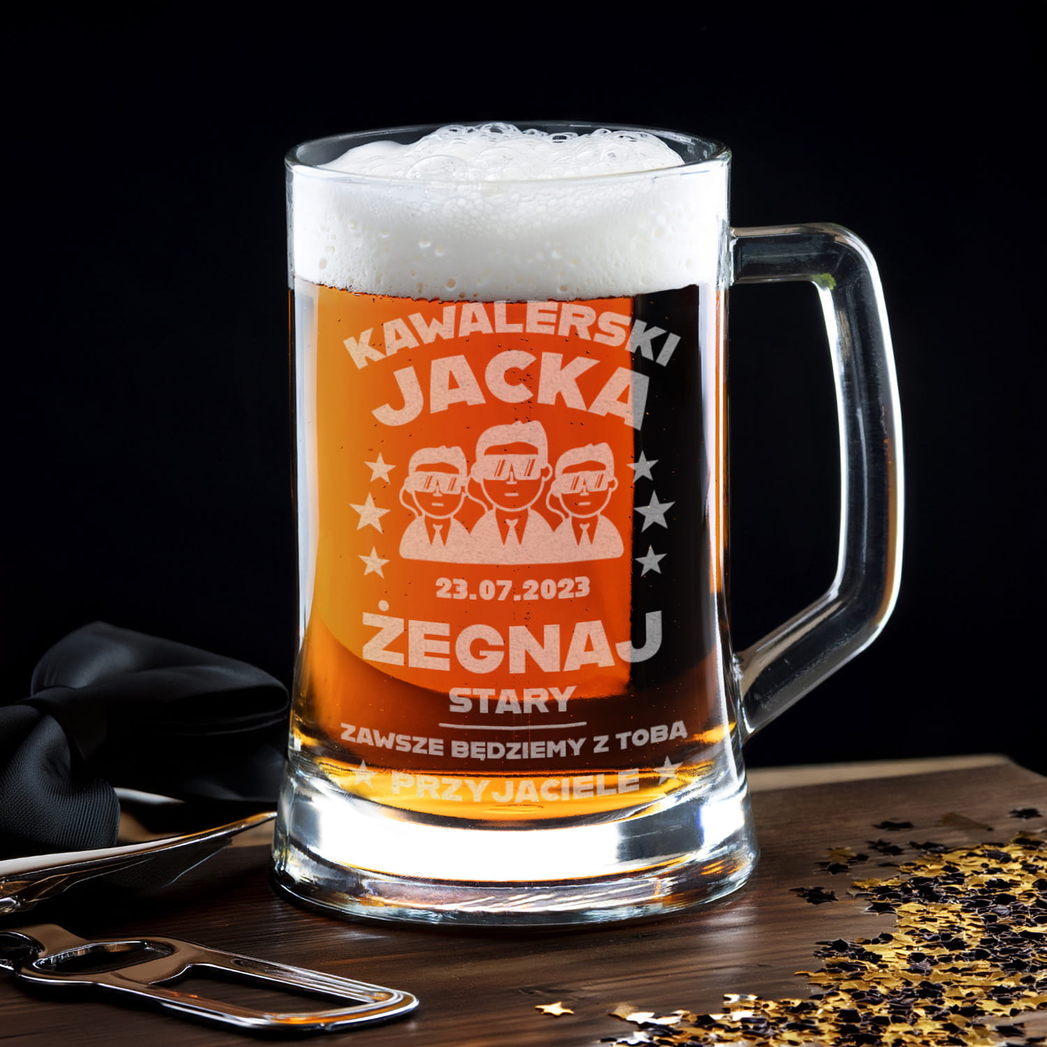 Kufel z Grawerem Do Piwa na Kawalerski - Prezent na Wieczór Kawalerski - Żegnaj Stary