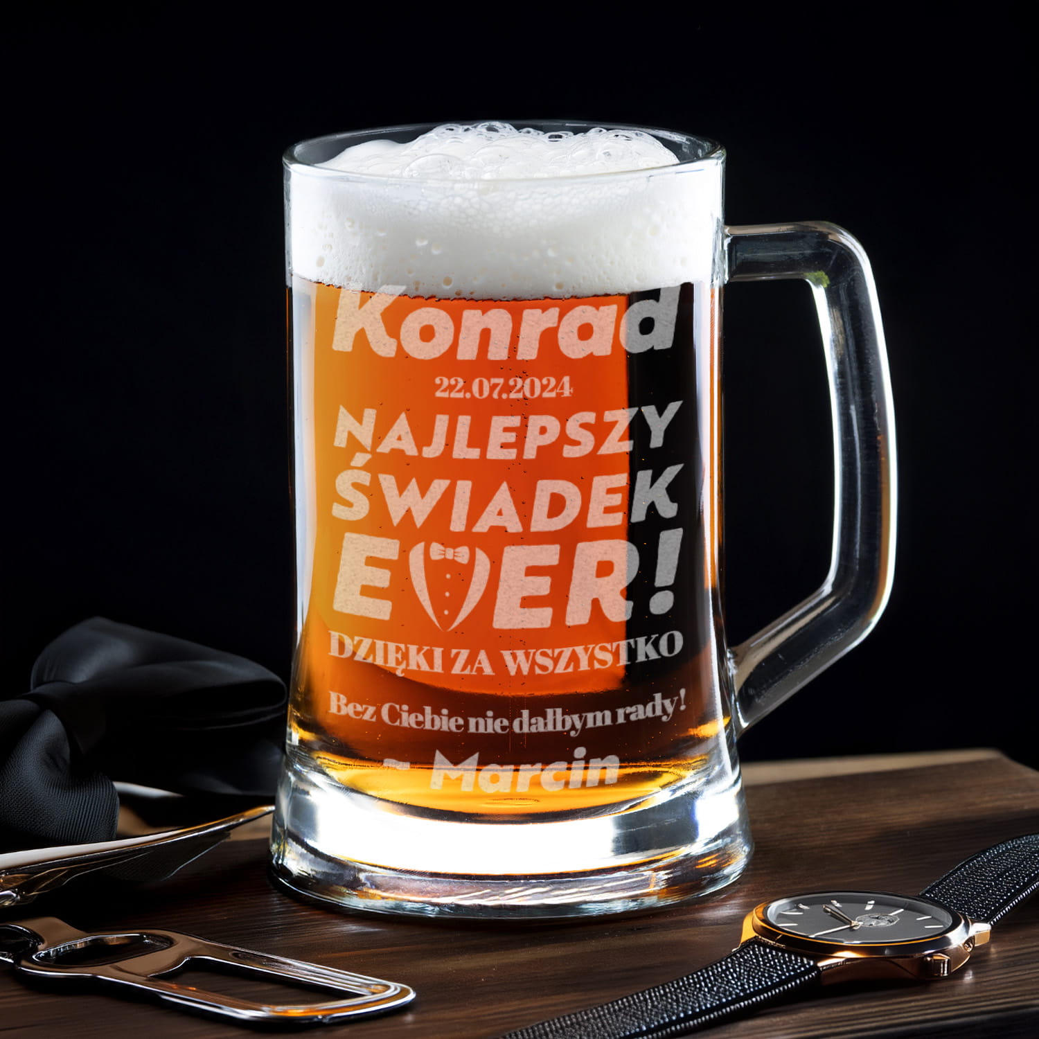 Kufel z Grawerem Do Piwa dla Świadka - Podziękowanie dla Świadka - Podziękowanie za Świadkowanie - Najlepszy Świadek Ever