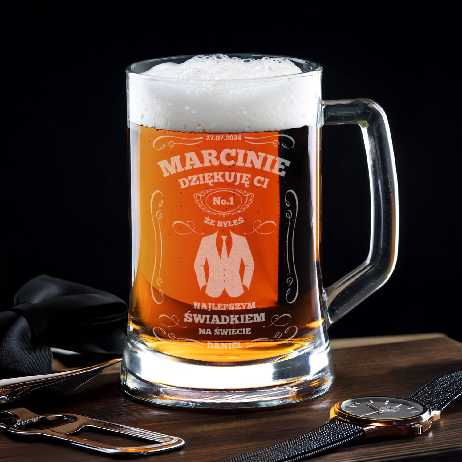 Kufel z Grawerem Do Piwa dla Świadka - Podziękowanie dla Świadka - Podziękowanie za Świadkowanie - Byłeś Najlepszym Świadkiem na Świecie