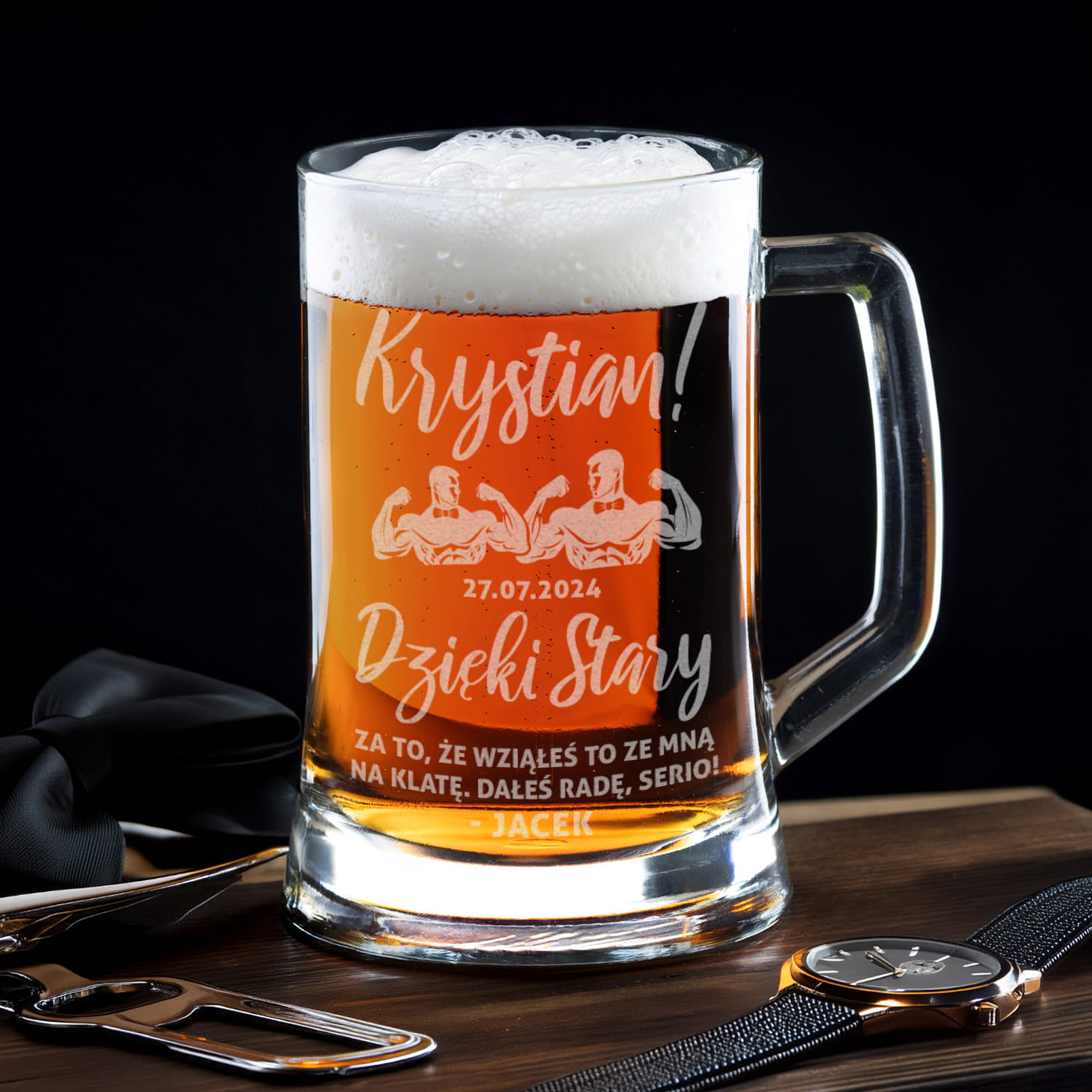 Kufel z Grawerem Do Piwa dla Świadka - Podziękowanie dla Świadka - Podziękowanie za Świadkowanie - Wziąłeś to ze Mną na Klatę
