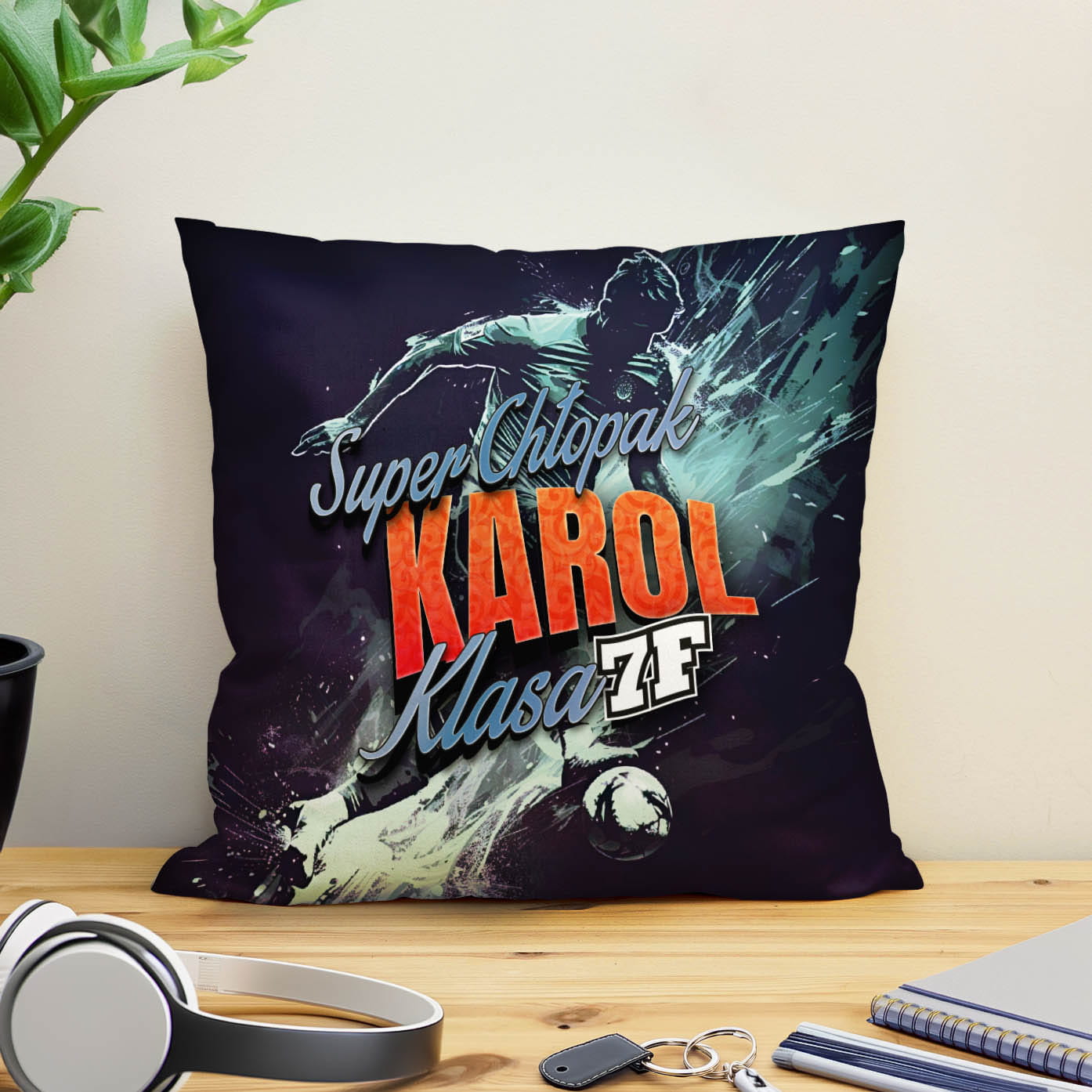 Prezent na Dzień Chłopaka w Klasie - Kolorowa Poduszka z Imieniem dla Chłopaka - Super Chłopak