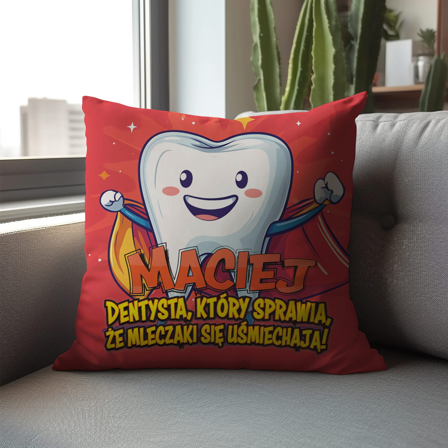 Poduszka z Nadrukiem - Prezent dla Dentysty - Najlepszy Dentysta Na Świecie
