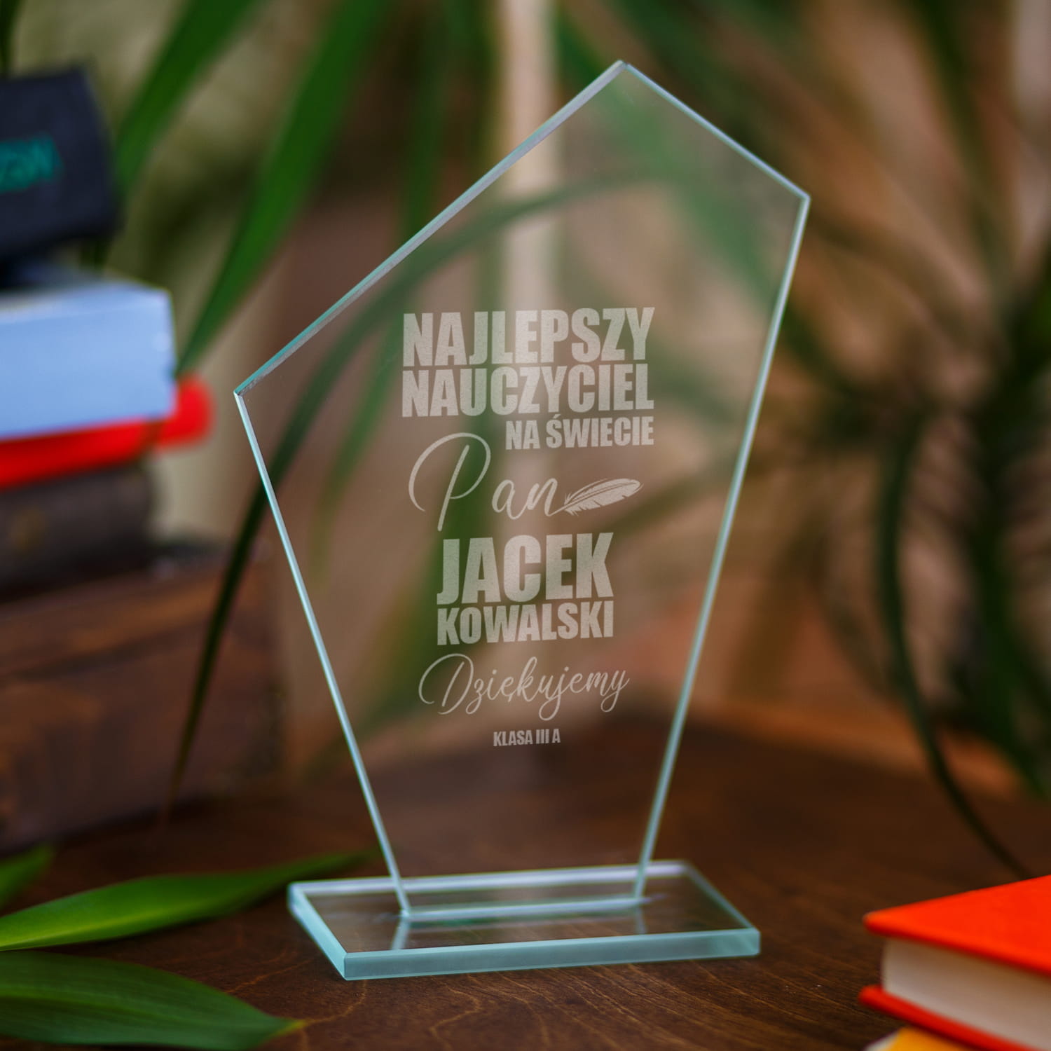 Statuetka na Dzień Nauczyciela - Trofeum Szklane Prezent dla Nauczyciela - Najlepszy Nauczyciel na Świecie