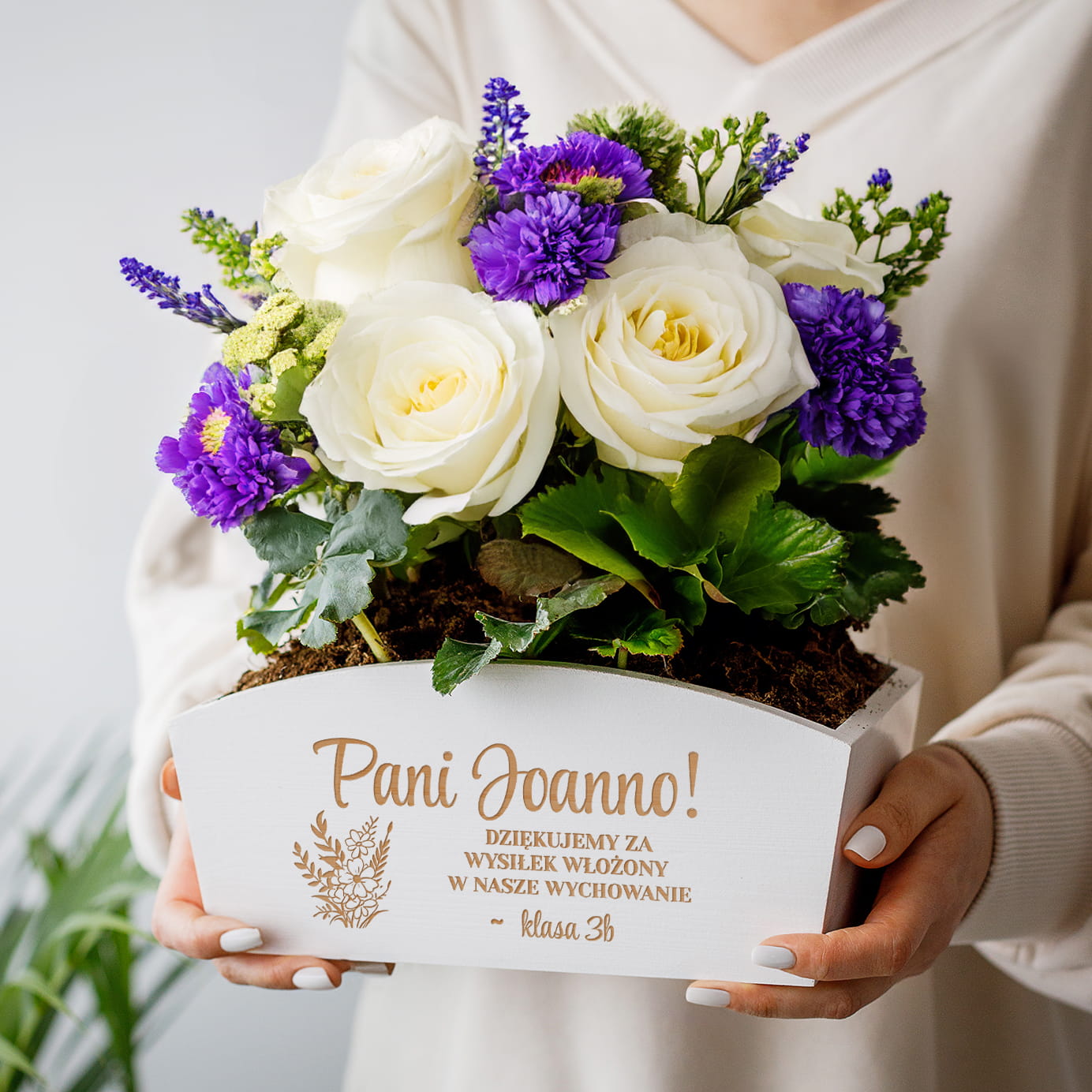 Doniczka Drewniana z Grawerem dla Nauczycielki - Prezent na Dzień Nauczyciela - Dziękujemy za Wysiłek