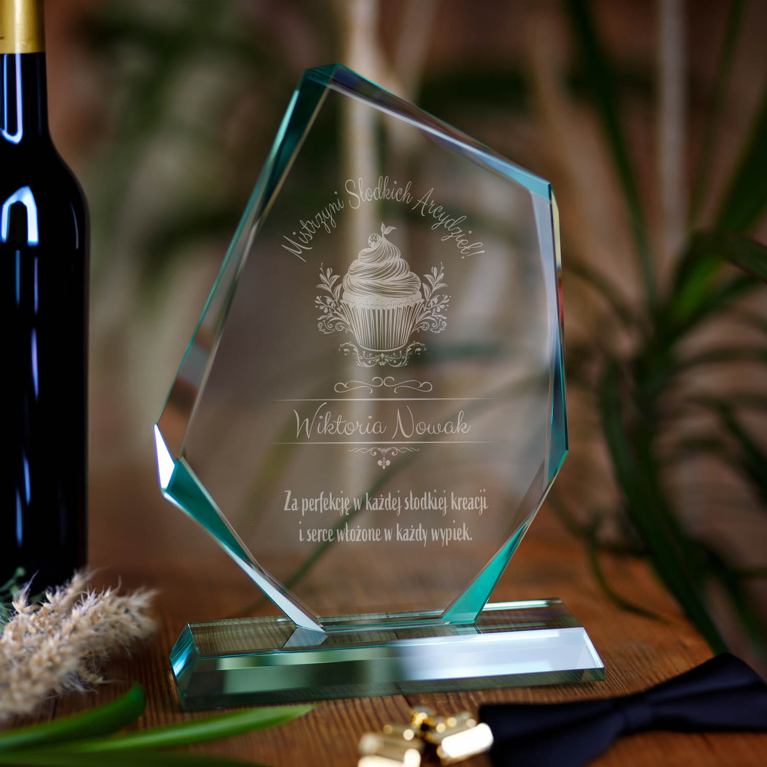 Statuetka Szklana Dla Cukiernika - Trofeum Szklane Podziękowanie dla Cukiernika - Duża