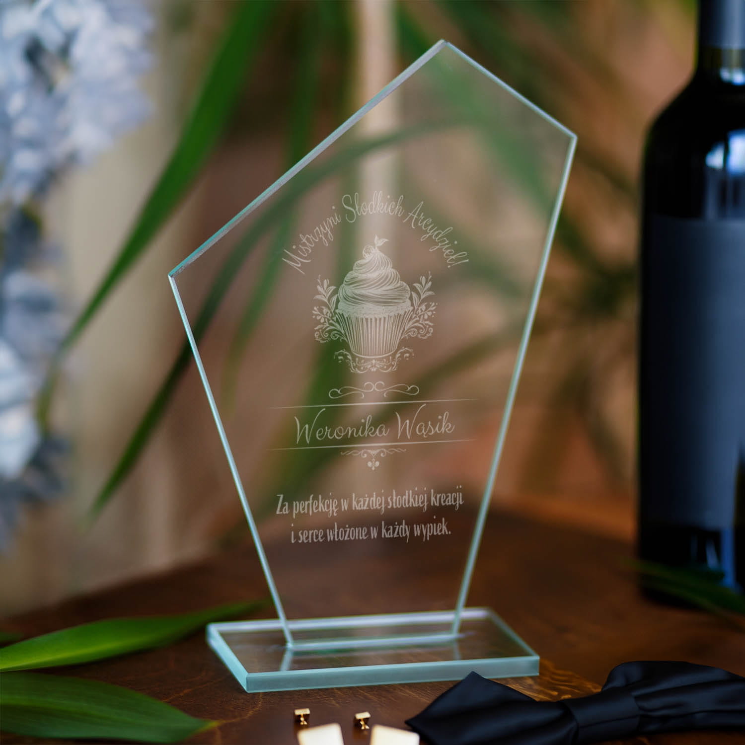 Statuetka Szklana Dla Cukiernika - Trofeum Szklane Podziękowanie dla Cukiernika