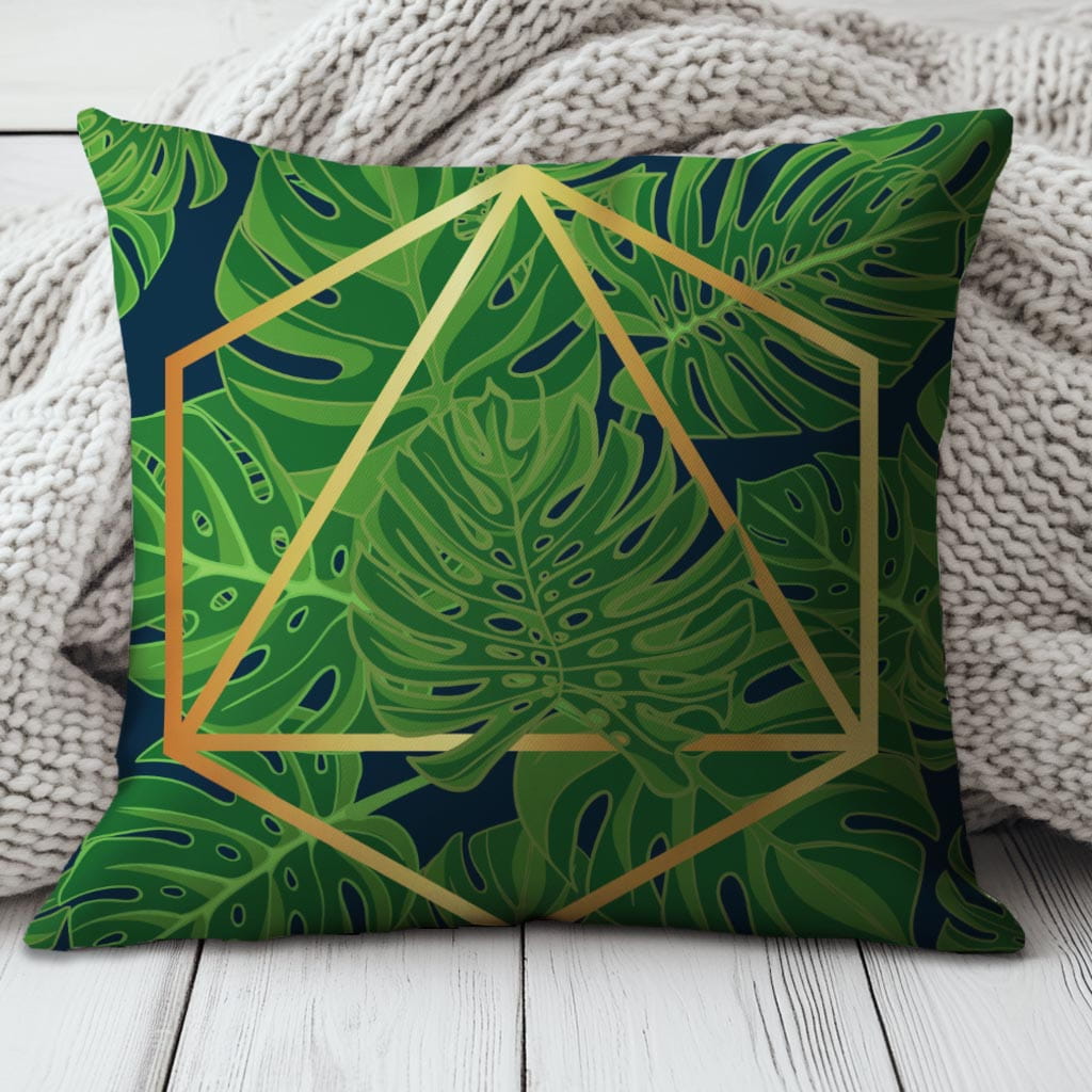 Poduszka Dekoracyjna Liście, Monstera, Hexagon - Poduszka Ozdobna z Nadrukiem