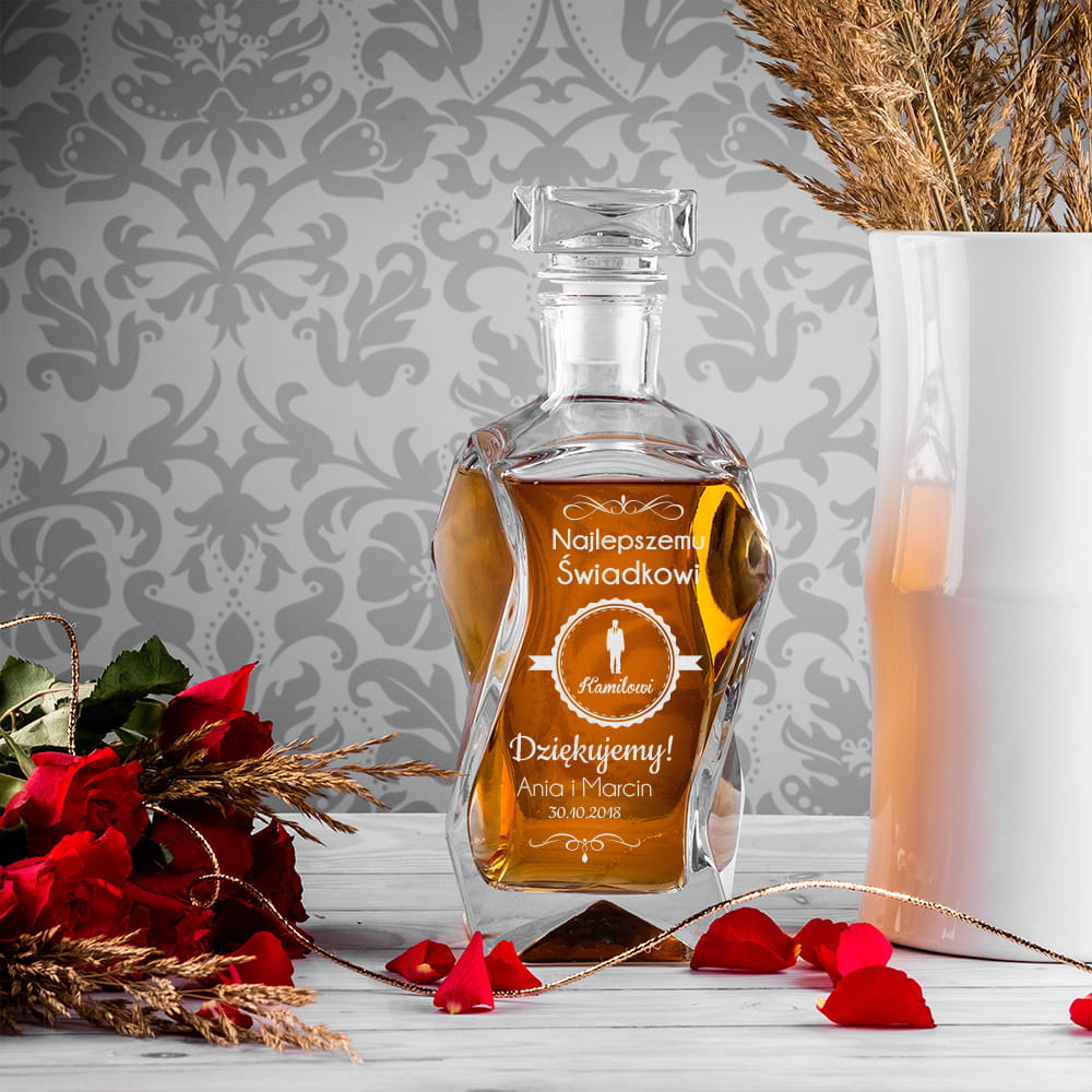 Karafka na whisky z grawerem dla świadka