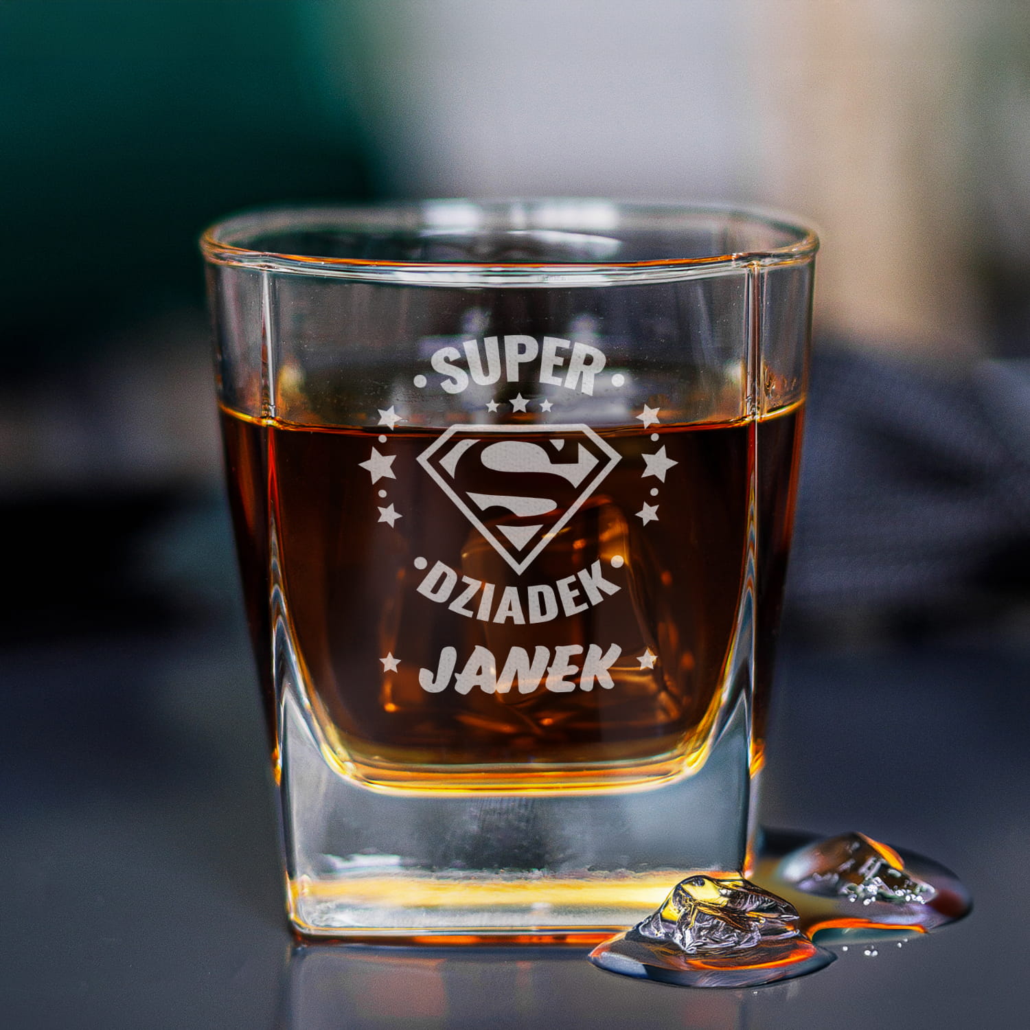 Szklanka Do Whisky z Grawerem dla Dziadka - Prezent na Dzień Dziadka z Imieniem - Super Dziadek