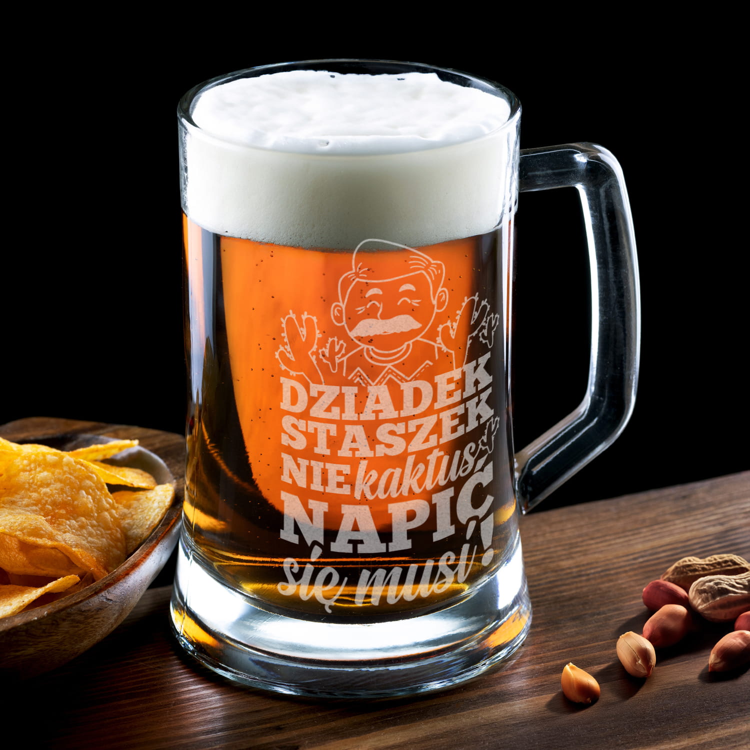 Kufel z Grawerem Do Piwa dla Dziadka - Prezent na Dzień Dziadka - Dziadek Nie Kaktus