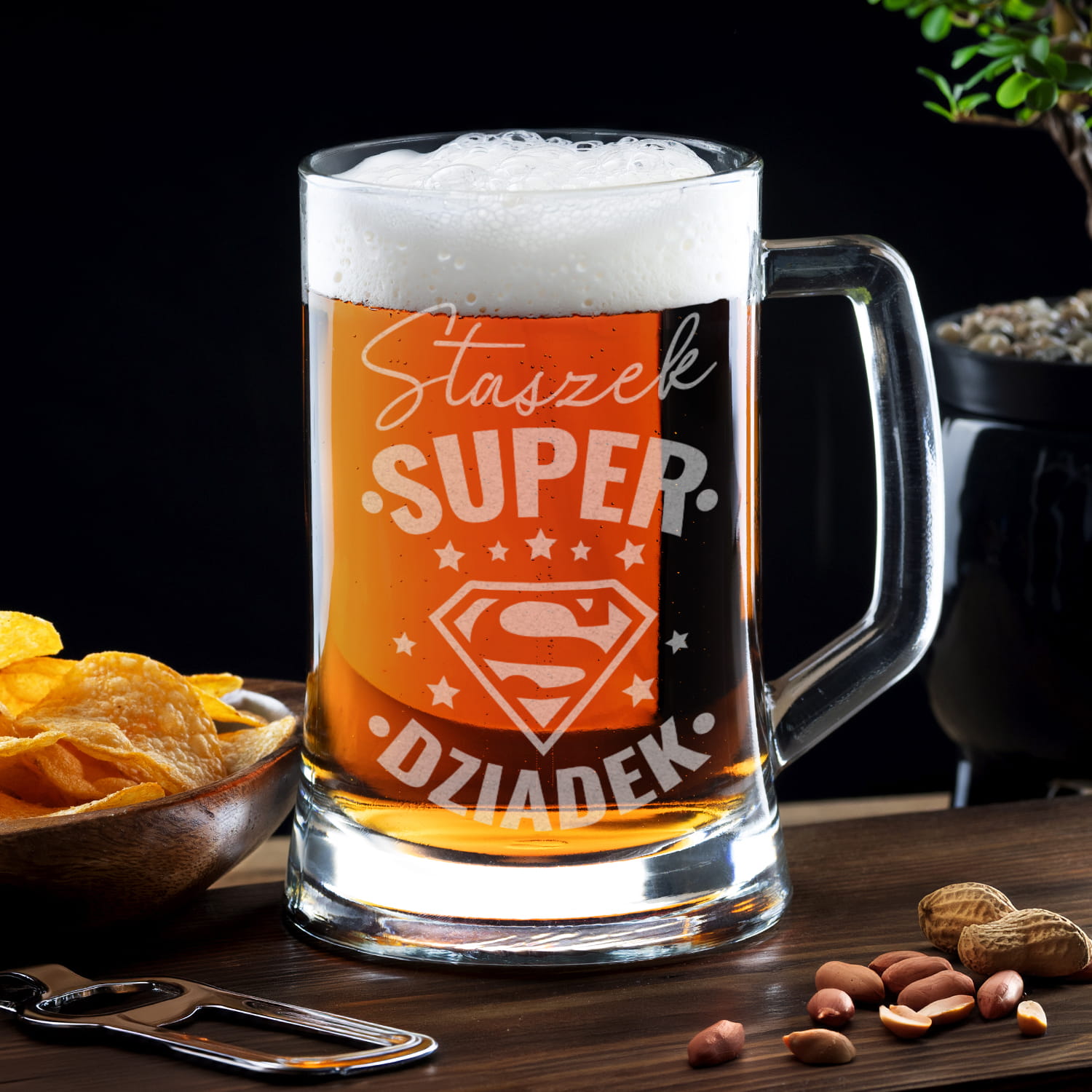 Kufel z Grawerem Do Piwa dla Dziadka - Prezent na Dzień Dziadka - Super Dziadek