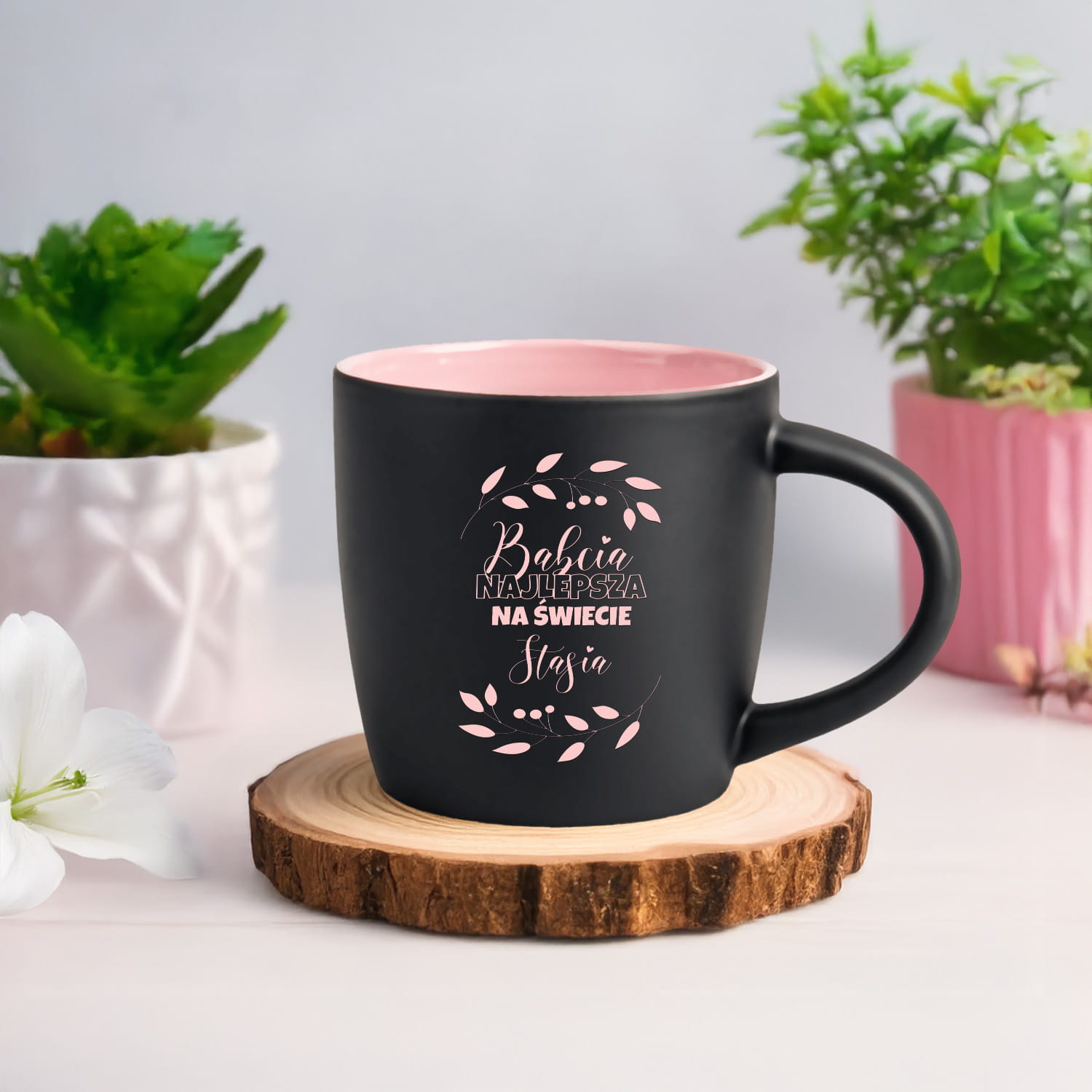 Kubek z Imieniem dla Babci - Kubek na Dzień Babci z Kolorowym Środkiem - Babcia Najlepsza Na Świecie