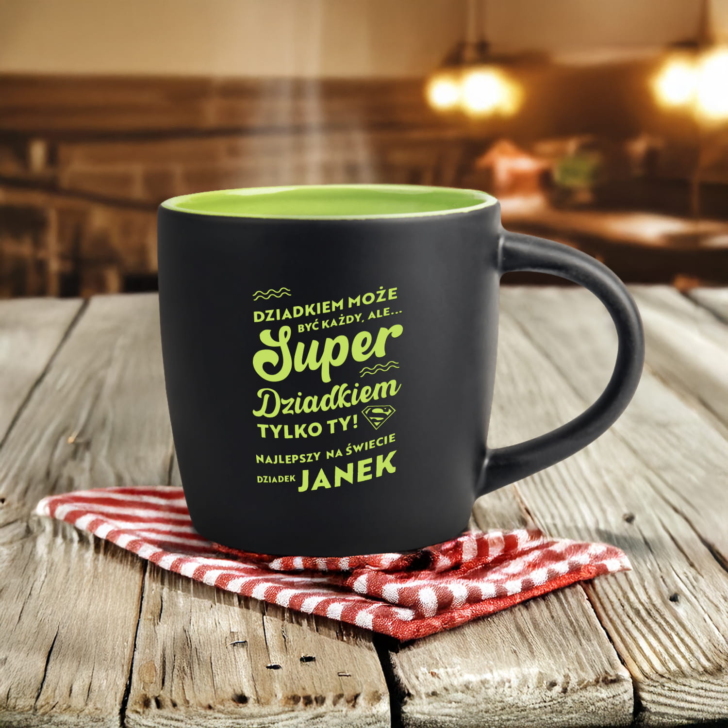 Kubek z Imieniem dla Dziadka - Kubek na Dzień Dziadka z Kolorowym Środkiem - Super Dziadkiem Tylko Ty