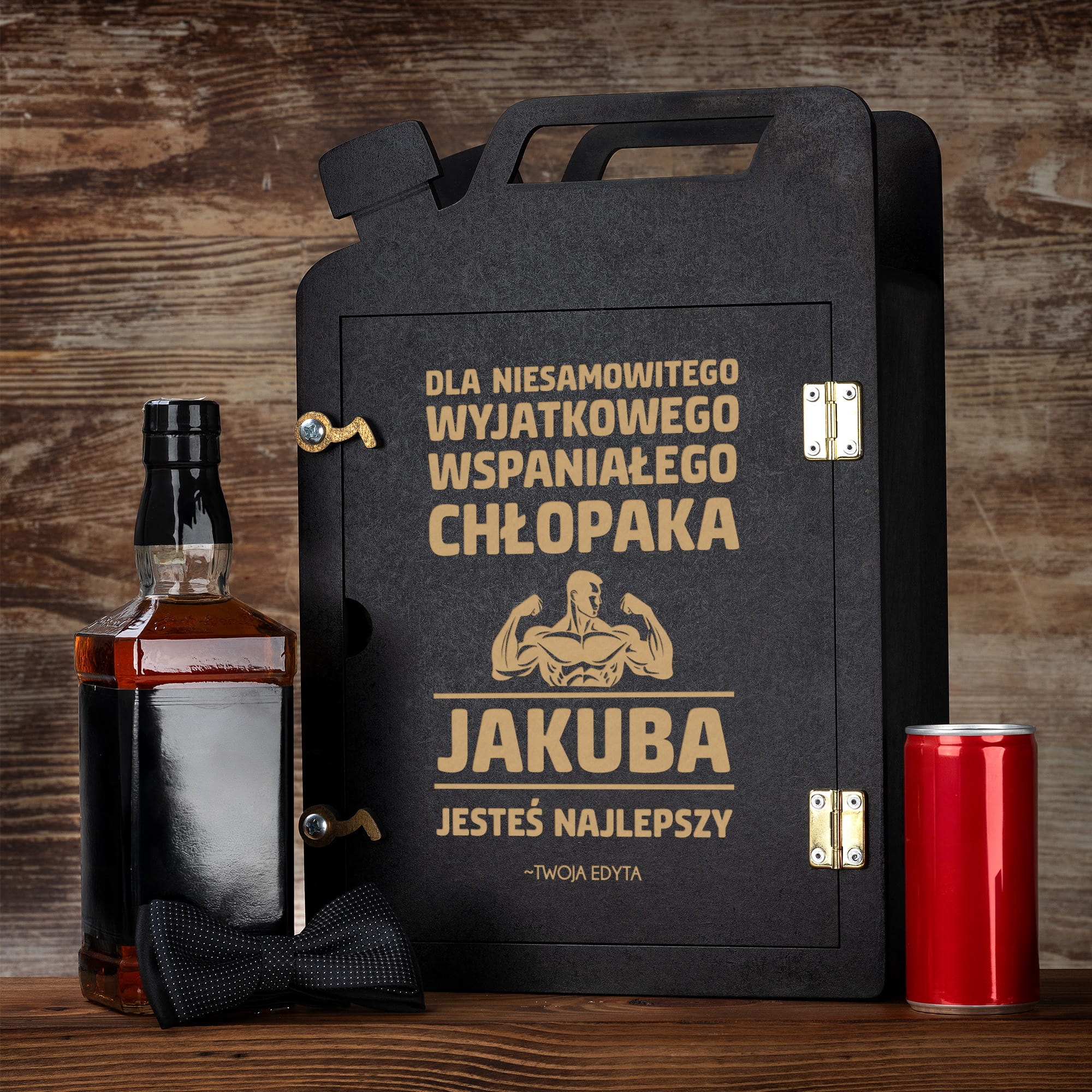 Barek Kanister na Alkohol + Szklanka z Grawerem dla Faceta - Prezent na Dzień Chłopaka - Dla Wspaniałego Chłopaka