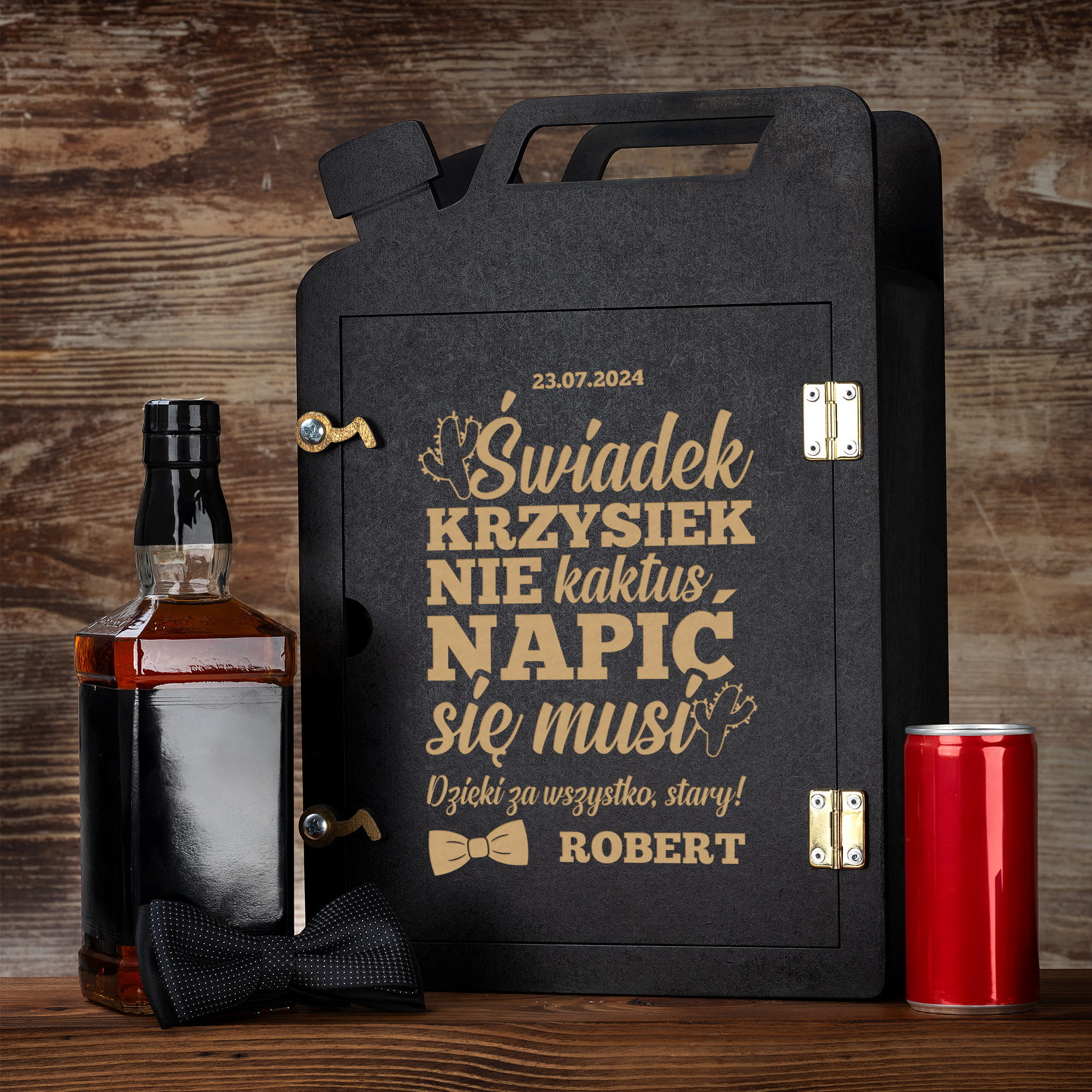 Barek Kanister na Alkohol + Szklanka z Grawerem dla Świadka - Prezent dla Świadka - Podziękowanie dla Świadka