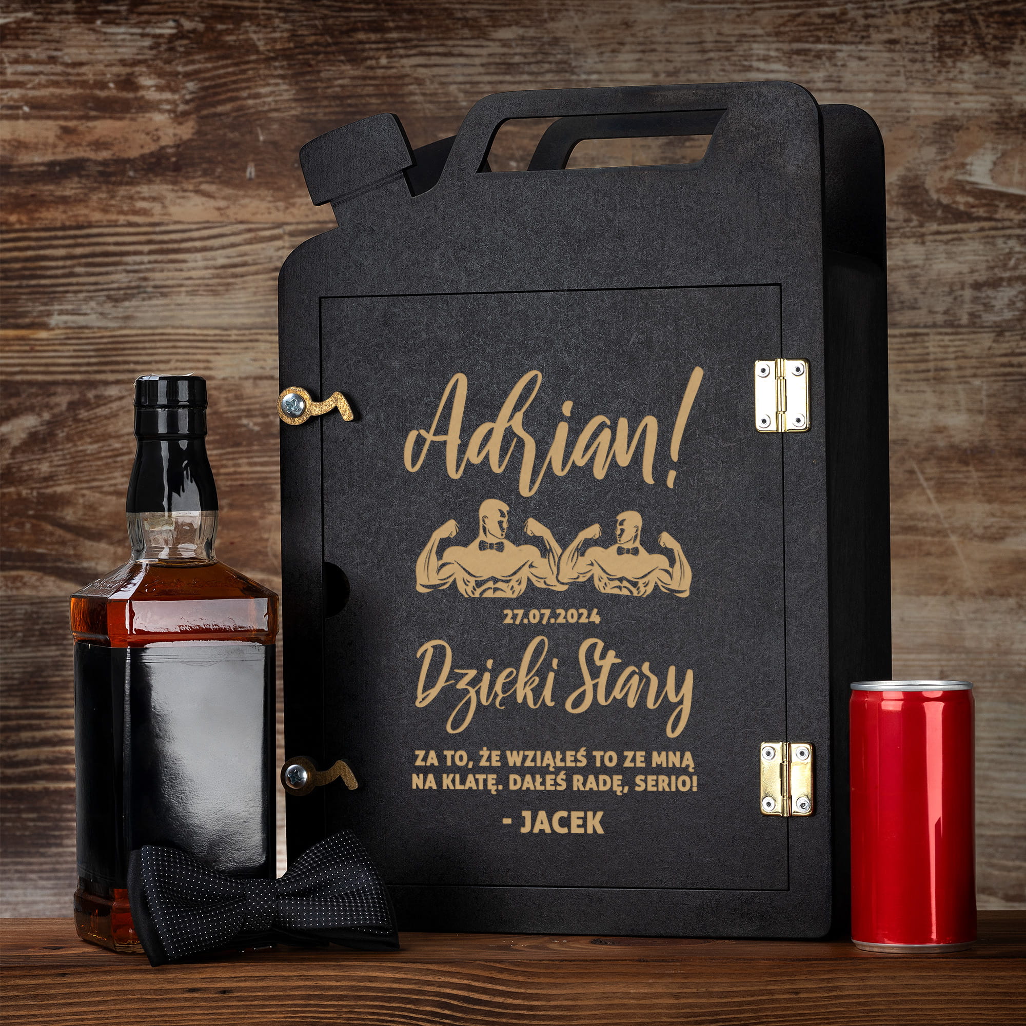 Barek Kanister na Alkohol + Szklanka z Grawerem dla Świadka - Prezent dla Świadka - Podziękowanie dla Świadka