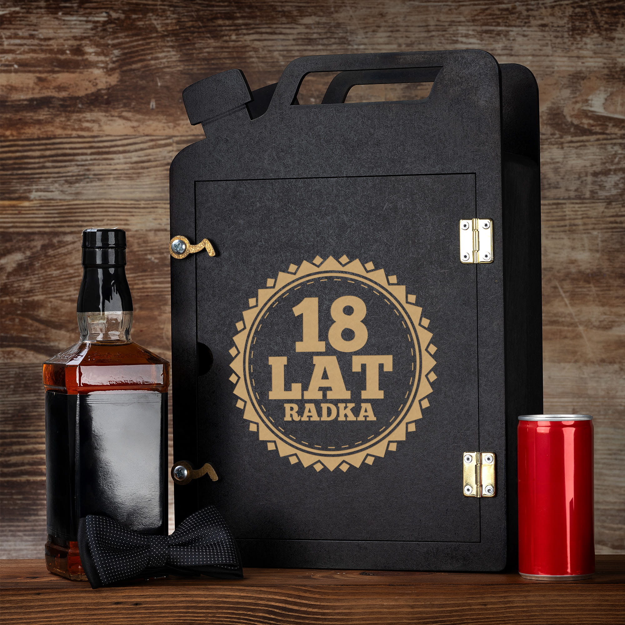 Barek Kanister na Alkohol + Szklanka z Grawerem na Osiemnaste Urodziny - Prezent na osiemnastkę