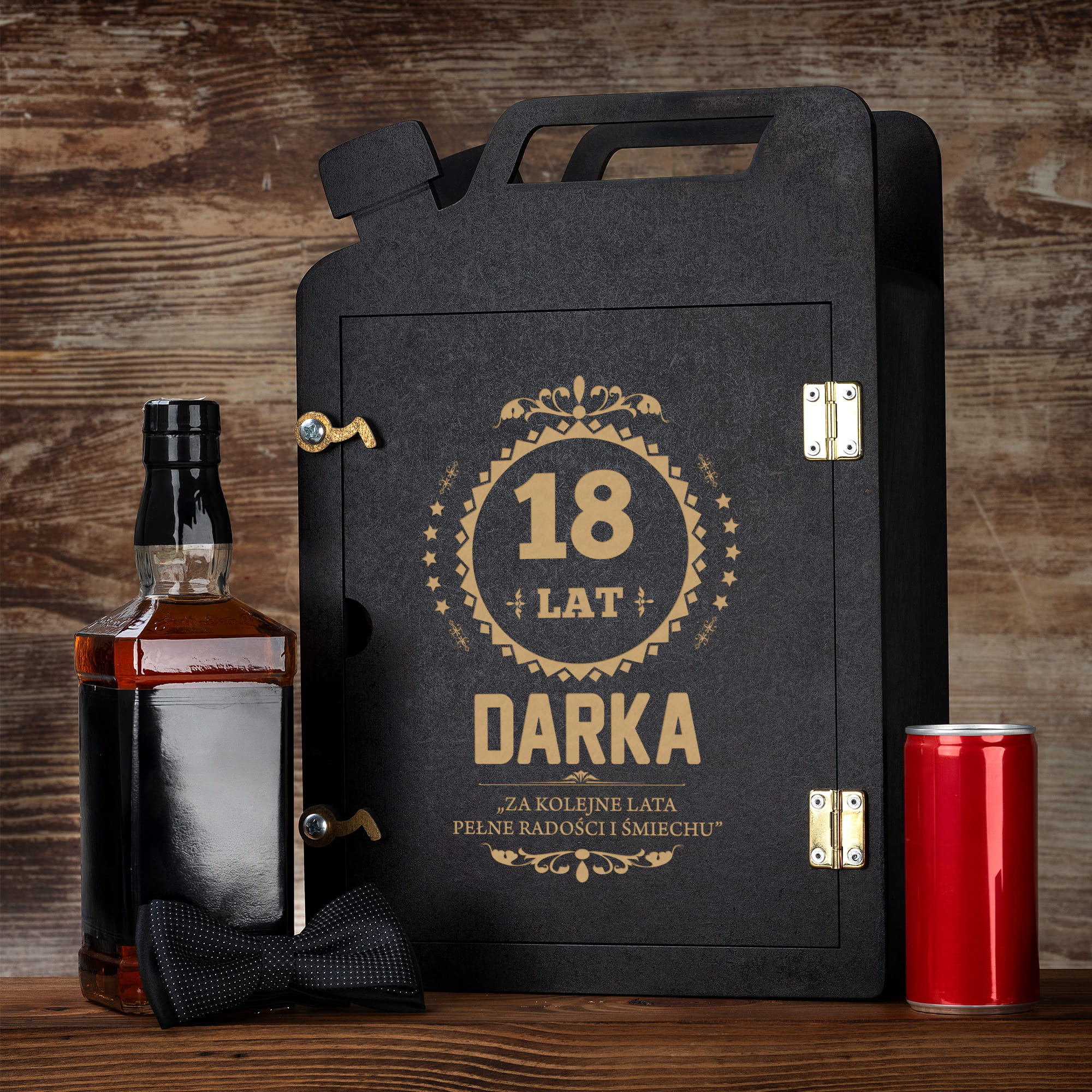 Barek Kanister na Alkohol + Szklanka z Grawerem na Osiemnaste Urodziny - Prezent na osiemnastkę