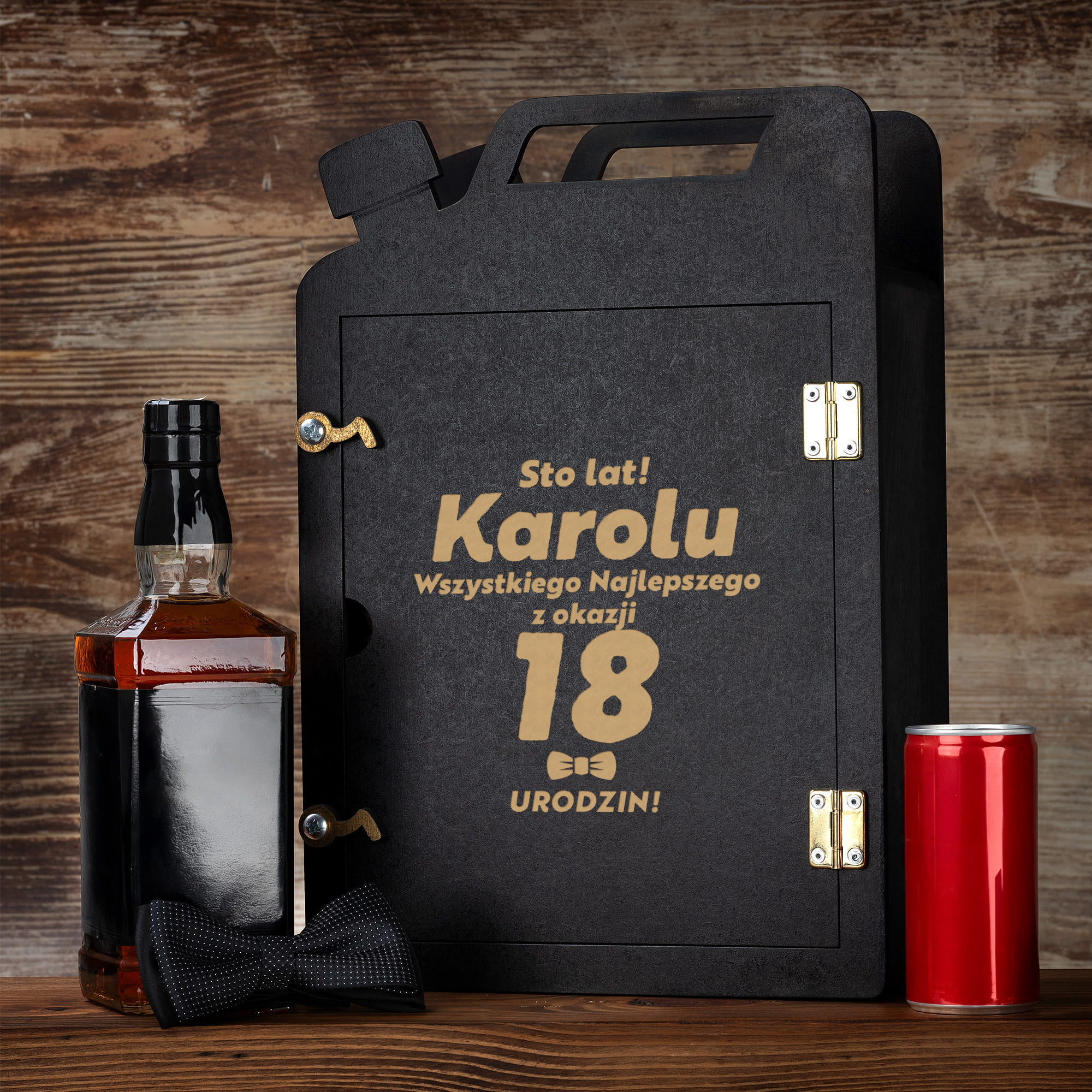 Barek Kanister na Alkohol + Szklanka z Grawerem na Osiemnaste Urodziny - Prezent na osiemnastkę