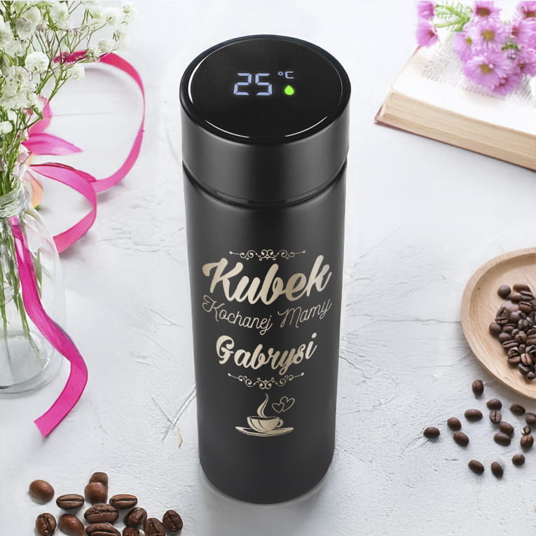 Kubek Termiczny LED z Grawerem dla Mamy - Prezent na Dzień Matki z Imieniem - Kubek Kochanej Mamy