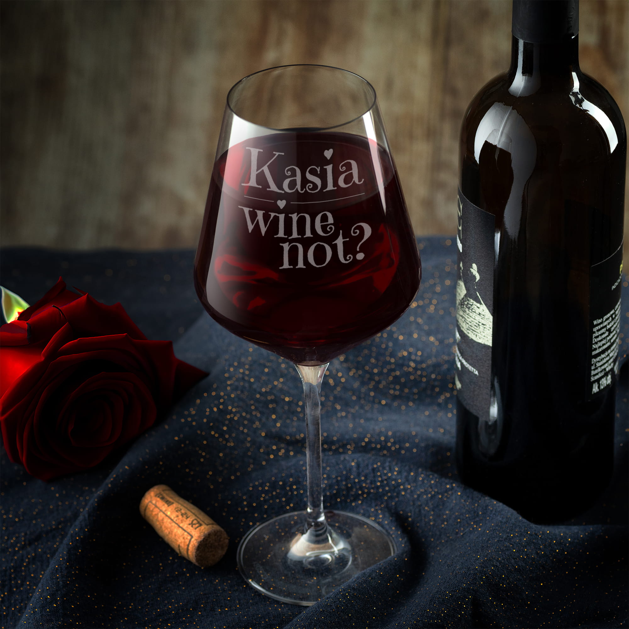 Kieliszek XXL do Wina z Grawerem - Prezent z Imieniem Dla Niej - Duży Kieliszek Do Wina -  Wine Not?