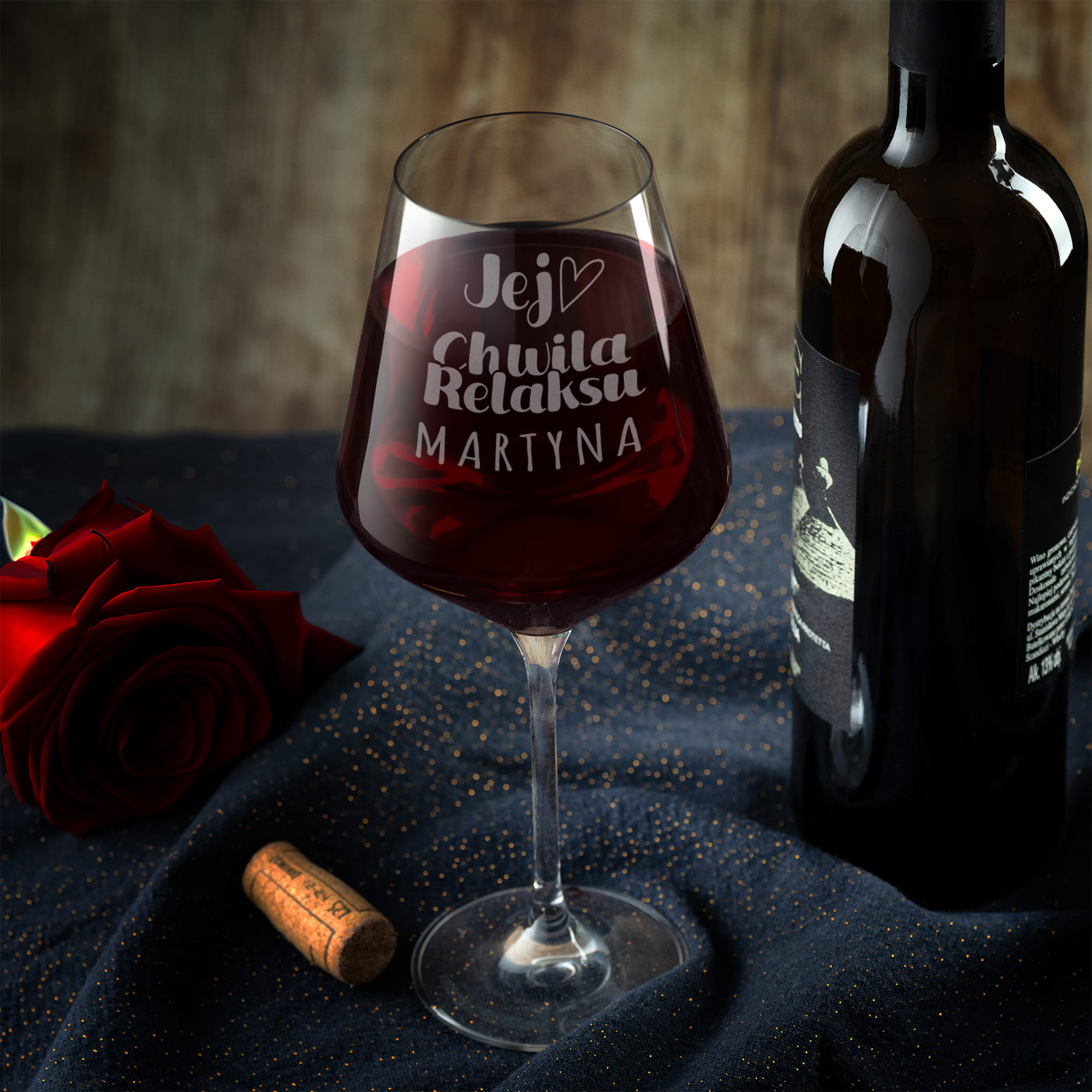 Kieliszek XXL do Wina z Grawerem - Prezent z Imieniem Dla Niej - Duży Kieliszek Do Wina -  Jej Chwila Relaksu