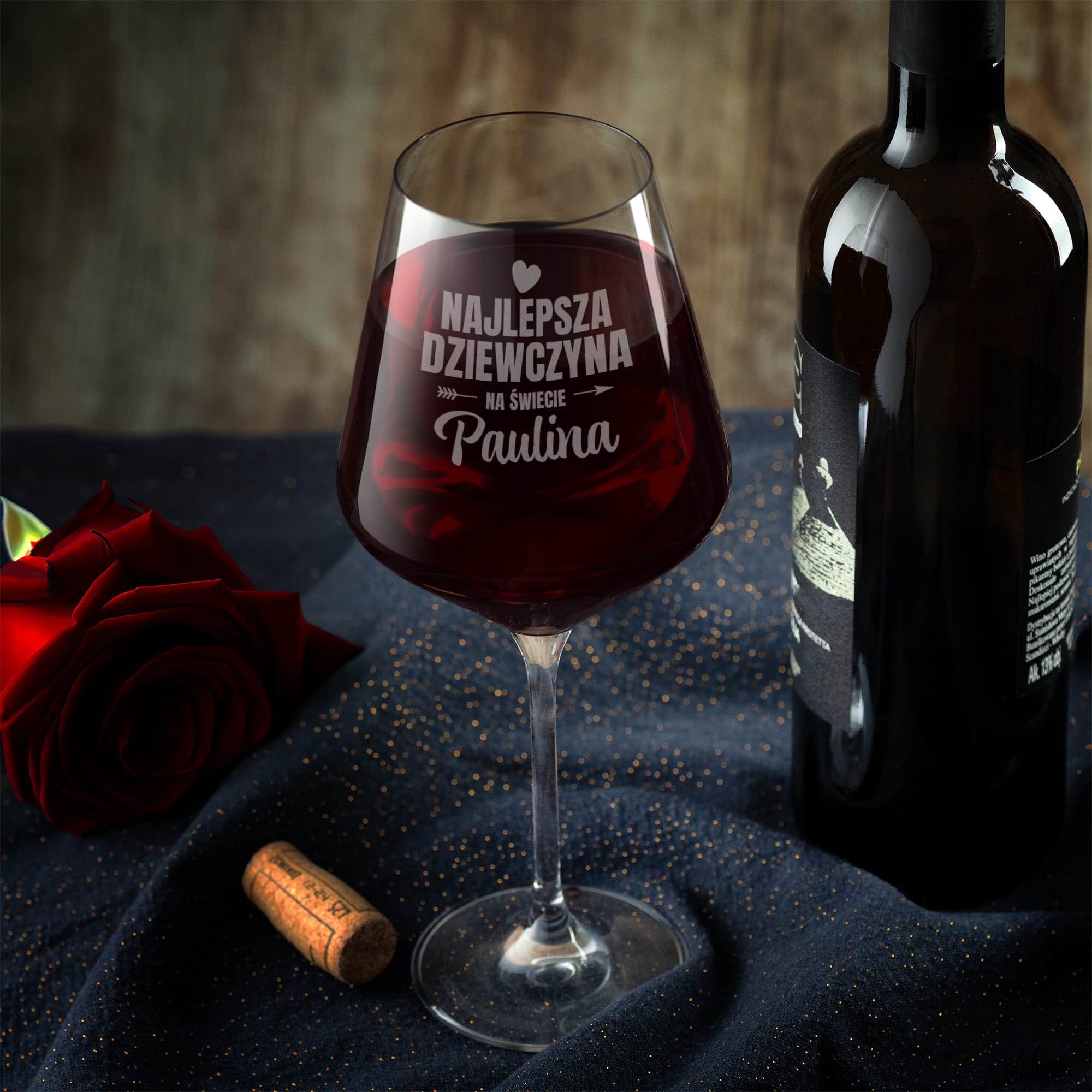 Kieliszek XXL do Wina z Grawerem - Prezent Na Dzień Kobiet dla Dziewczyny - Duży Kieliszek Do Wina - Najlepsza Dziewczyna
