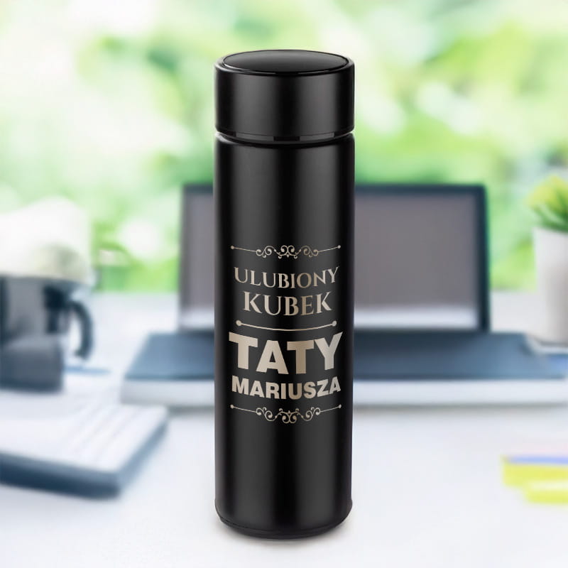 Kubek Termiczny LED z Grawerem dla Taty - Prezent na Dzień Ojca z Imieniem - Ulubiony Kubek Taty