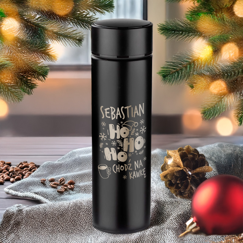 Kubek Termiczny LED z Grawerem na Święta - Prezent Na Święta - Ho,Ho,Ho
