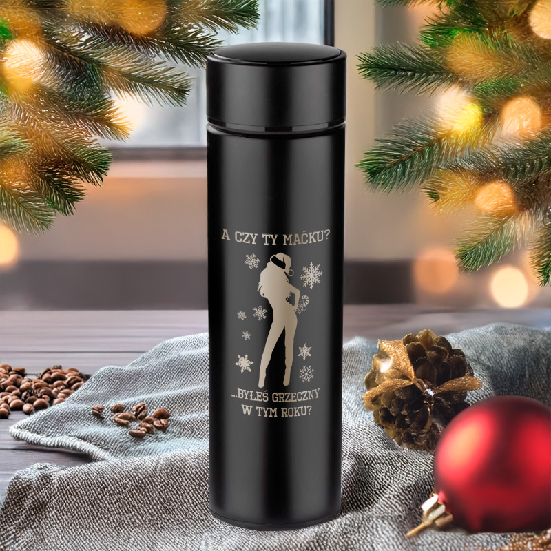 Kubek Termiczny LED z Grawerem na Święta - Prezent Na Święta - Byłeś Grzeczny W Tym Roku