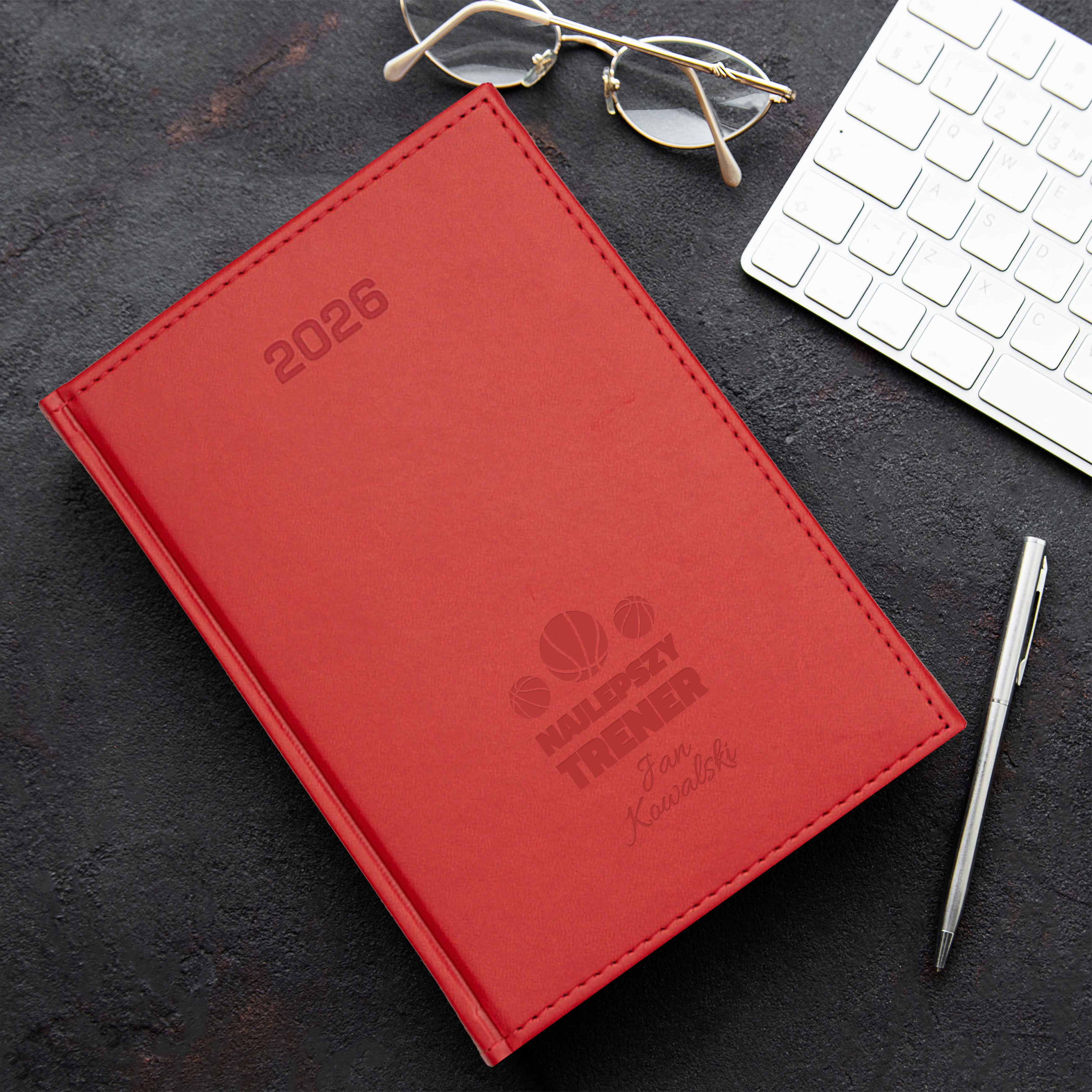 Kalendarz Dzienny dla Trenera z Grawerem - Prezent dla Trenerki z Imieniem  - Planer