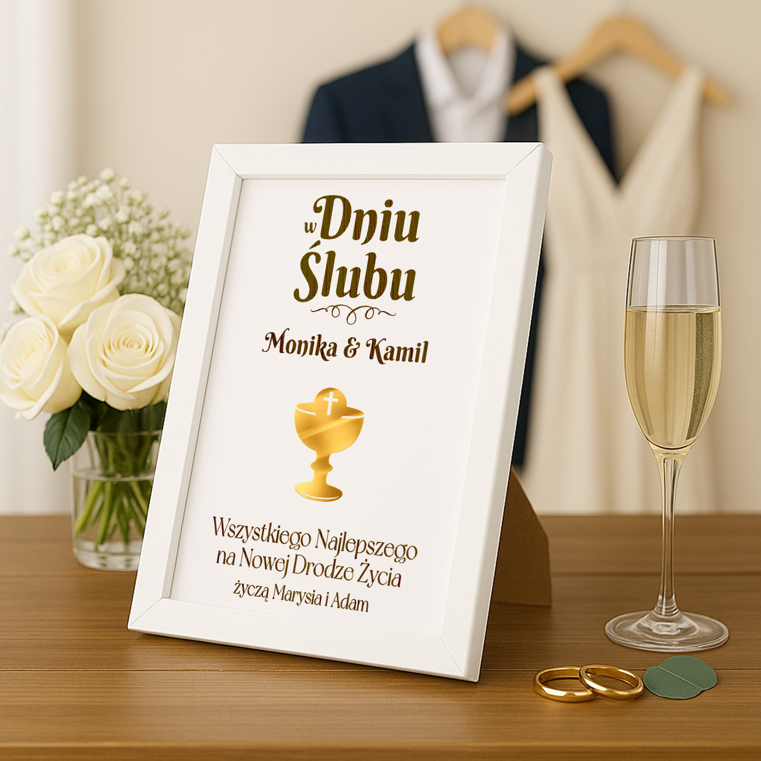Ozdobna Ramka na Ślub- Pamiątka Ślubu - Obrazek Personalizowany - W Dniu Ślubu