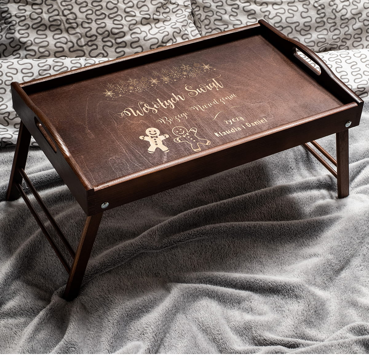 Stolik śniadaniowy na Boże Narodzenie ciemny brąz