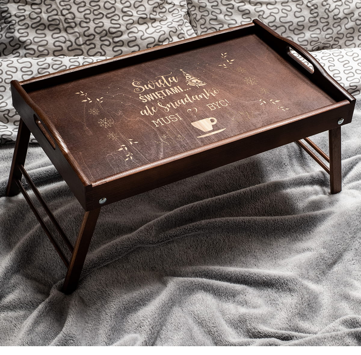 Stolik śniadaniowy na Boże Narodzenie ciemny brąz