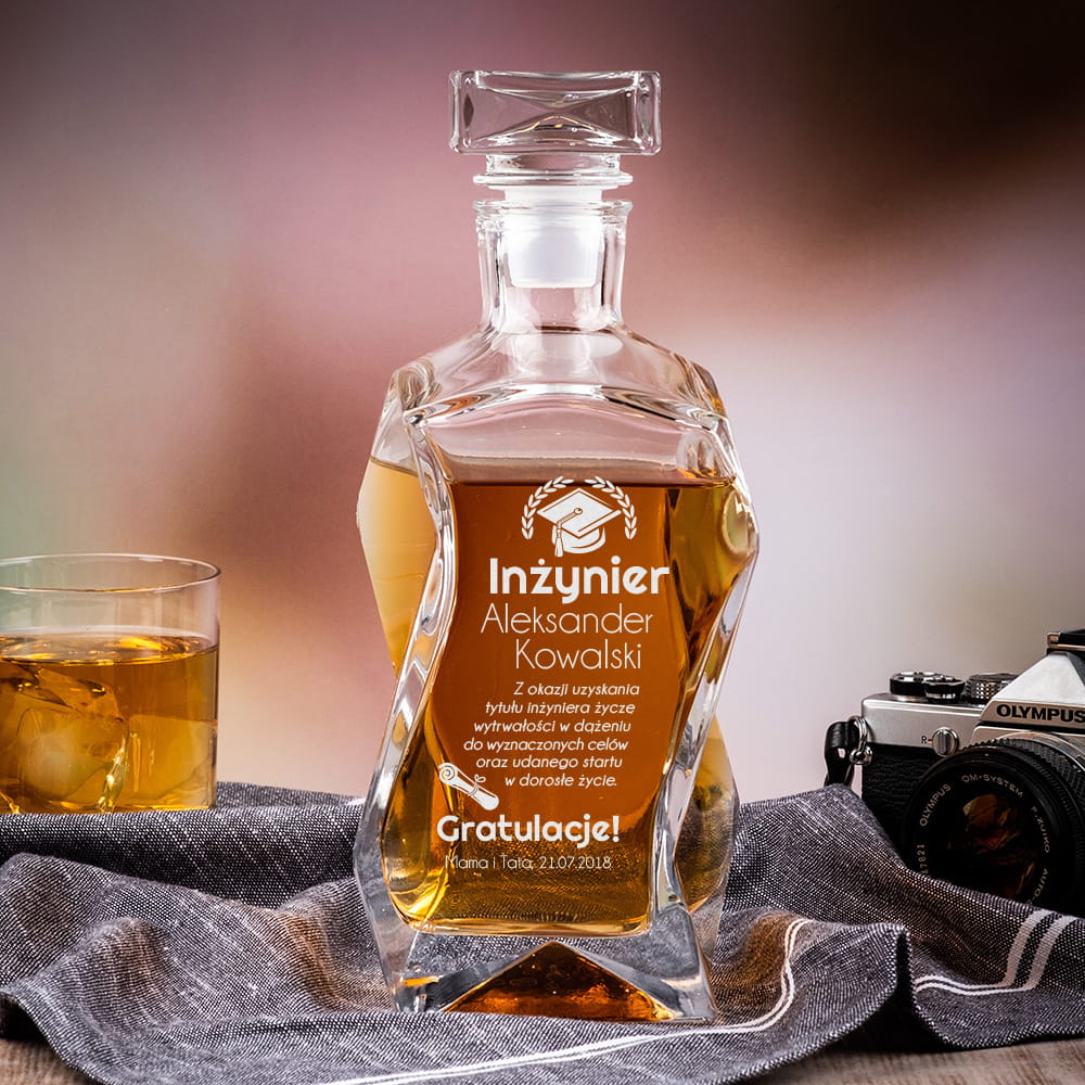 Karafka na whisky z grawerem dla inżyniera
