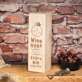 Skrzynka na wino z grawerem, prezent dla teściowej